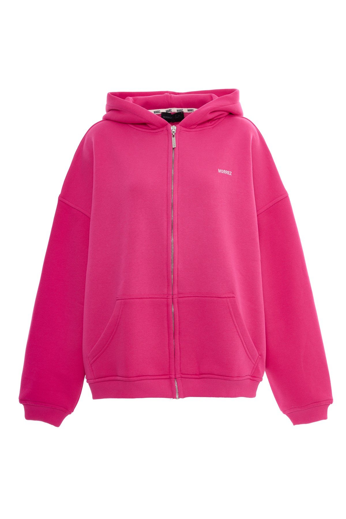 Pembe Fermuarlı Kapüşonlu Sweatshirt K