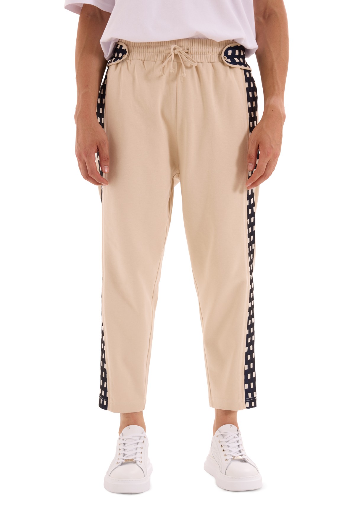 Cream Side Patterned Trousers