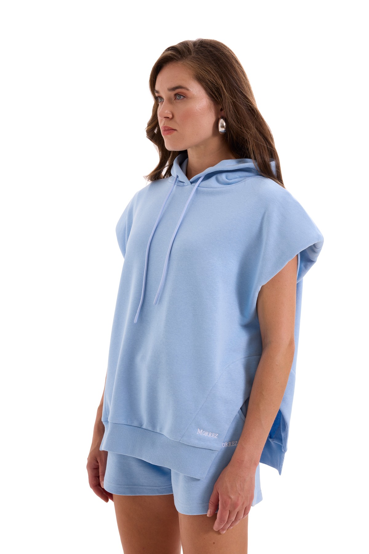 Blue Padded Short Sleeve Sweatshirt