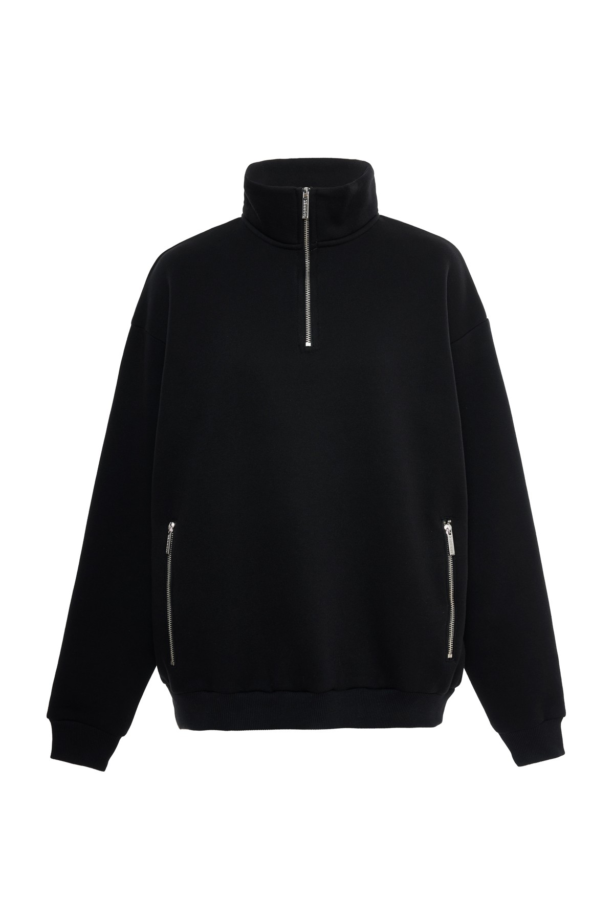 Siyah Yarım Fermuarlı Sweatshirt K