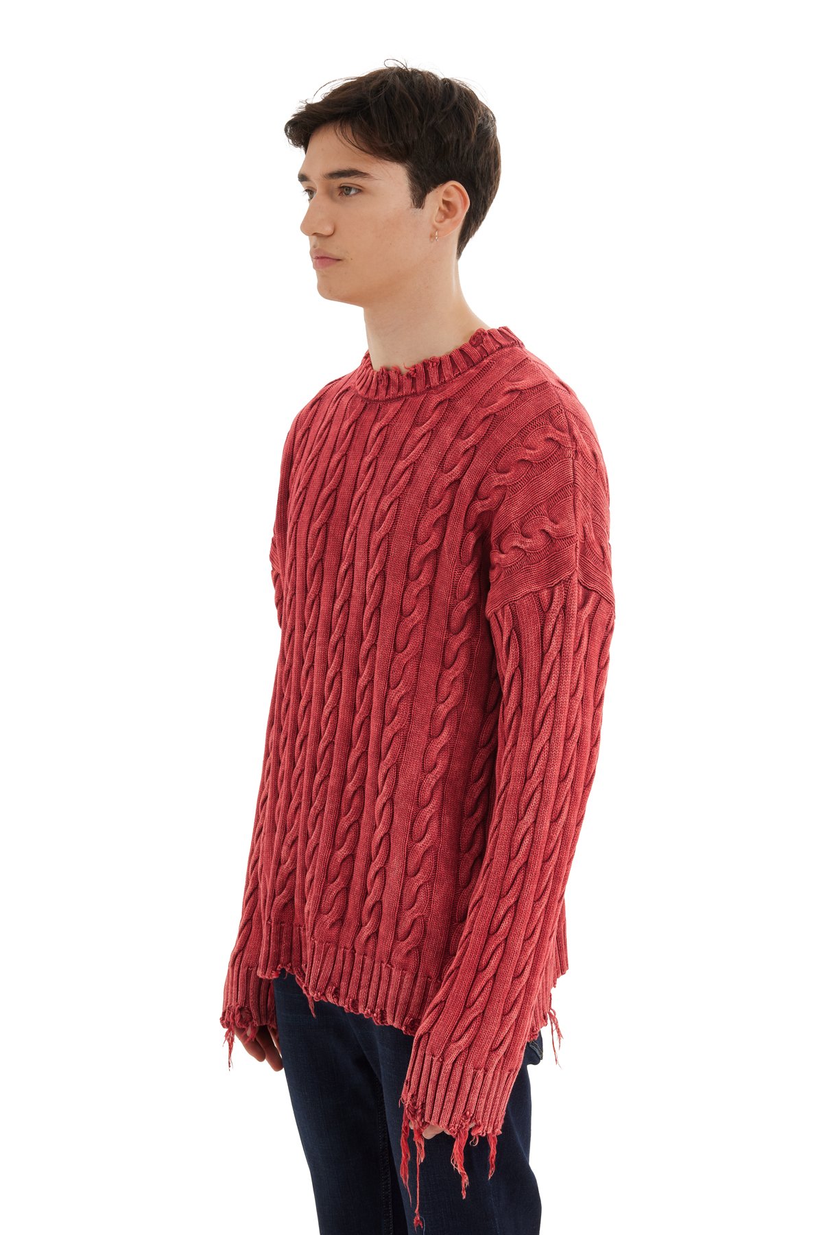 Burgundy Vintage Detailed Hair Knitted Sweater