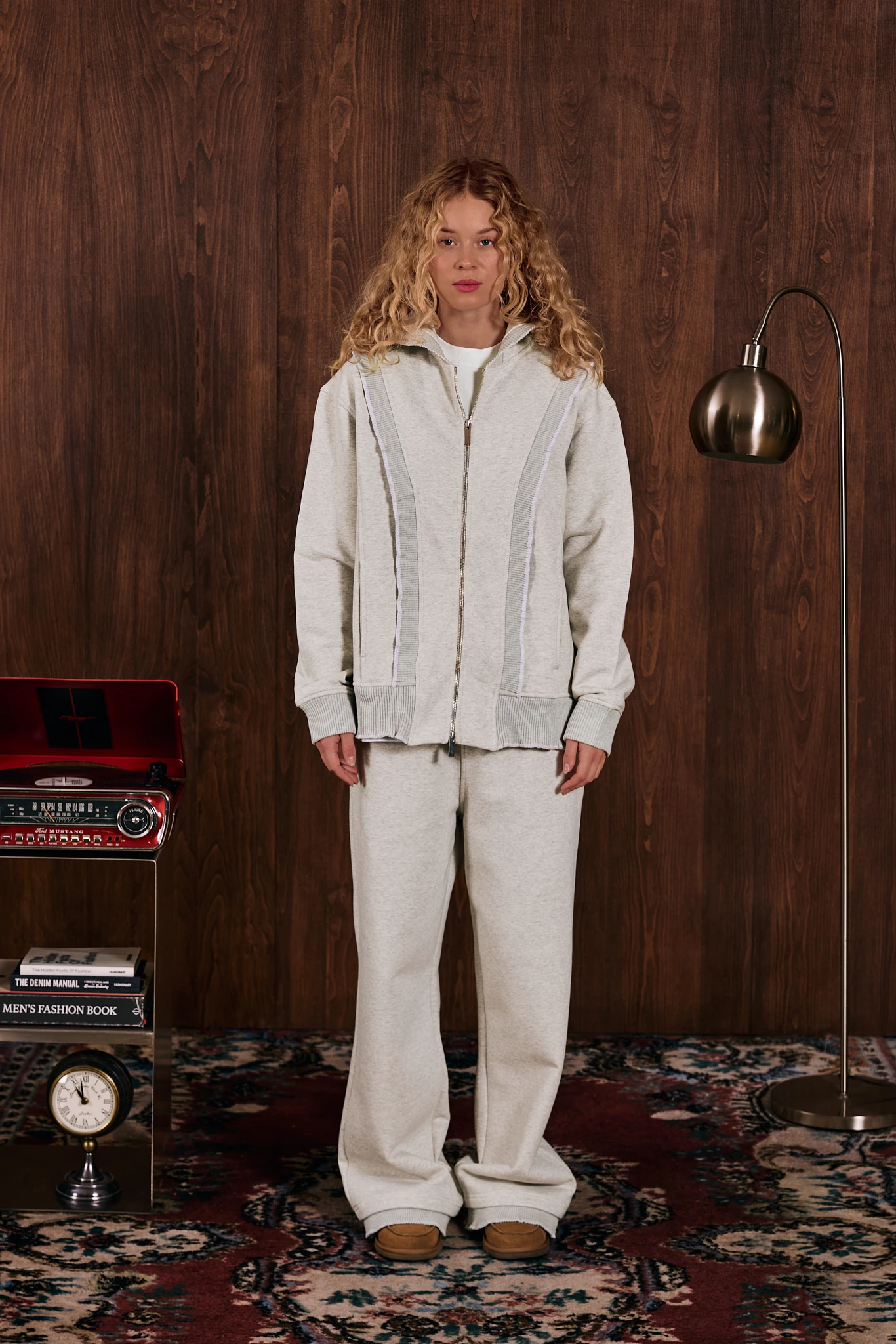 Loop Edge Triko Detaylı Fermuarlı Sweatshirt Gri