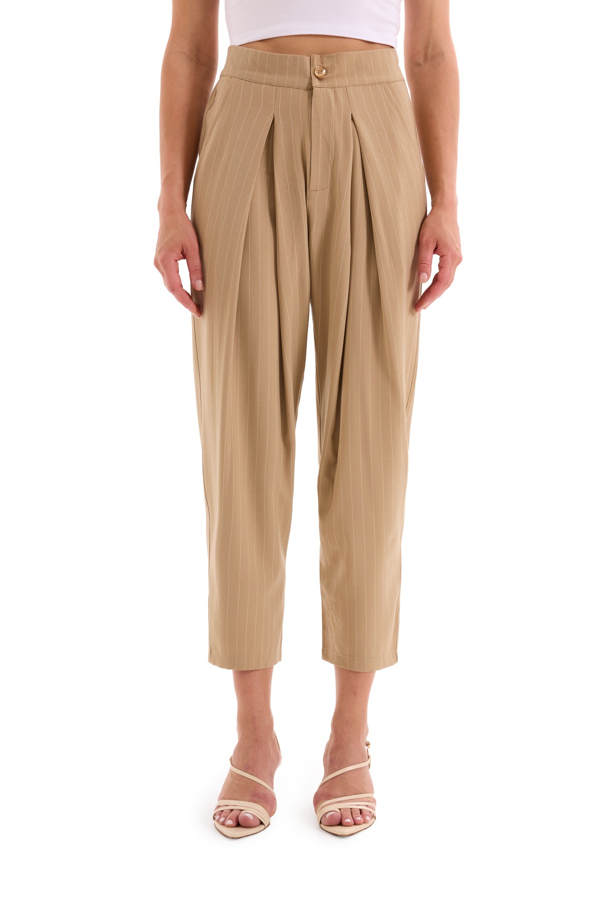 Woven Pleat Detail Trousers