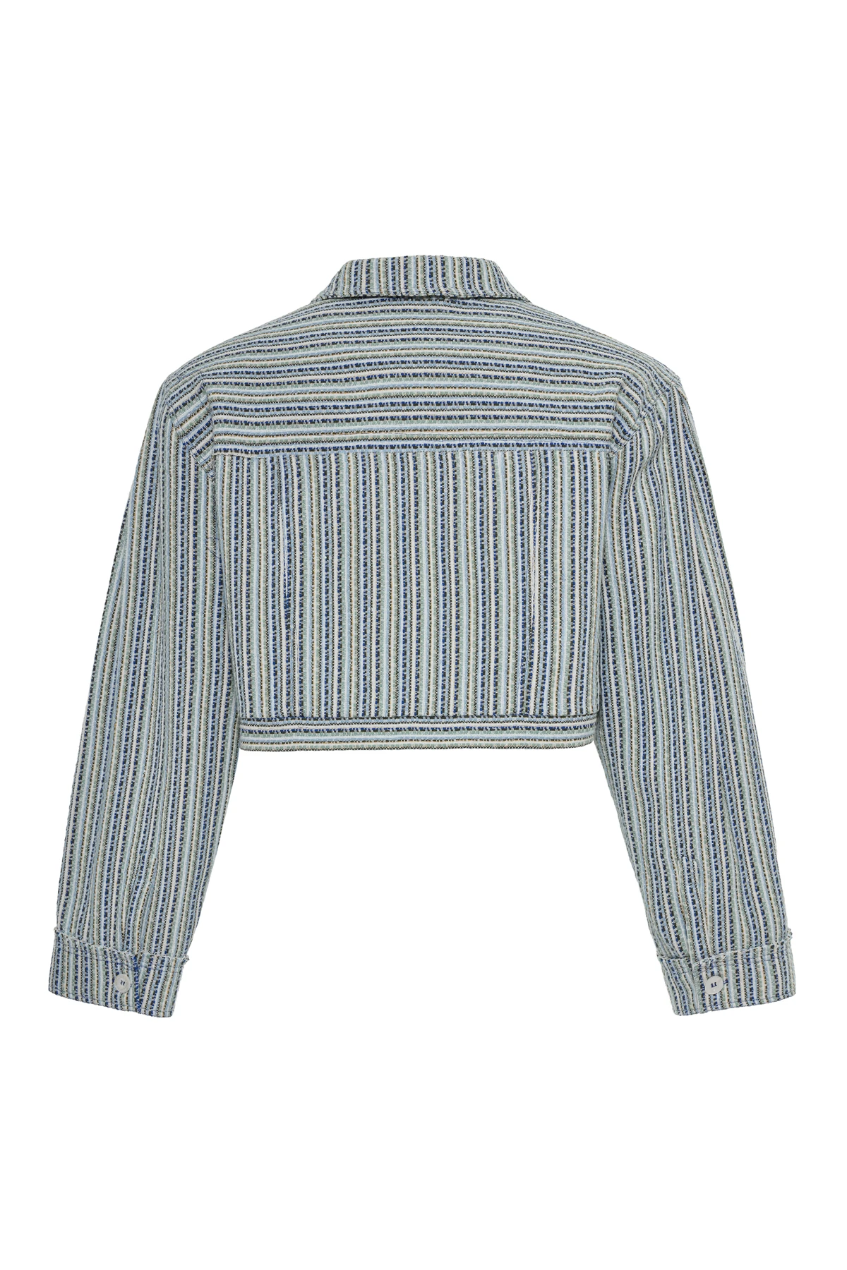 Homebound Dokuma Desenli Oversize Crop Ceket Mavi