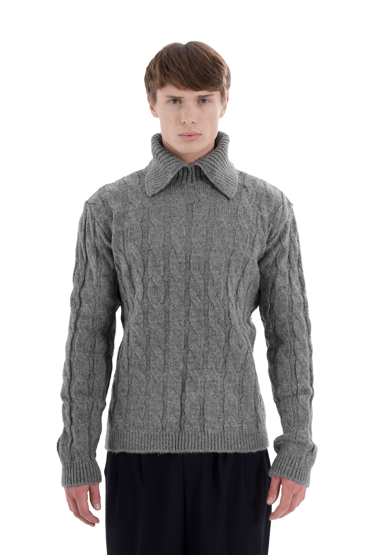 Gray Knitted Textured Knitwear