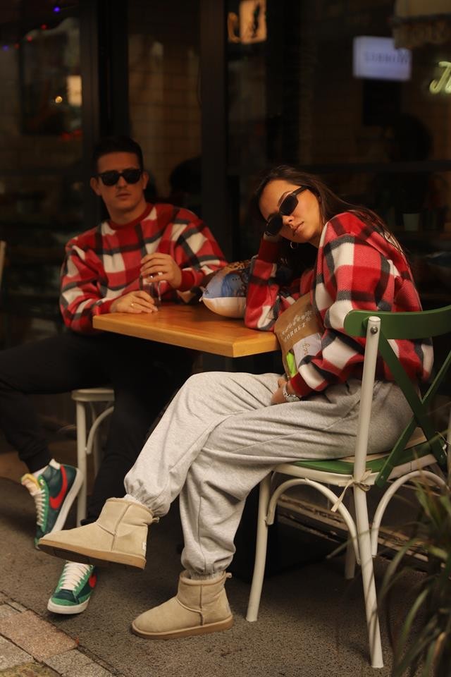 Kırmızı Ekose Sweatshirt K