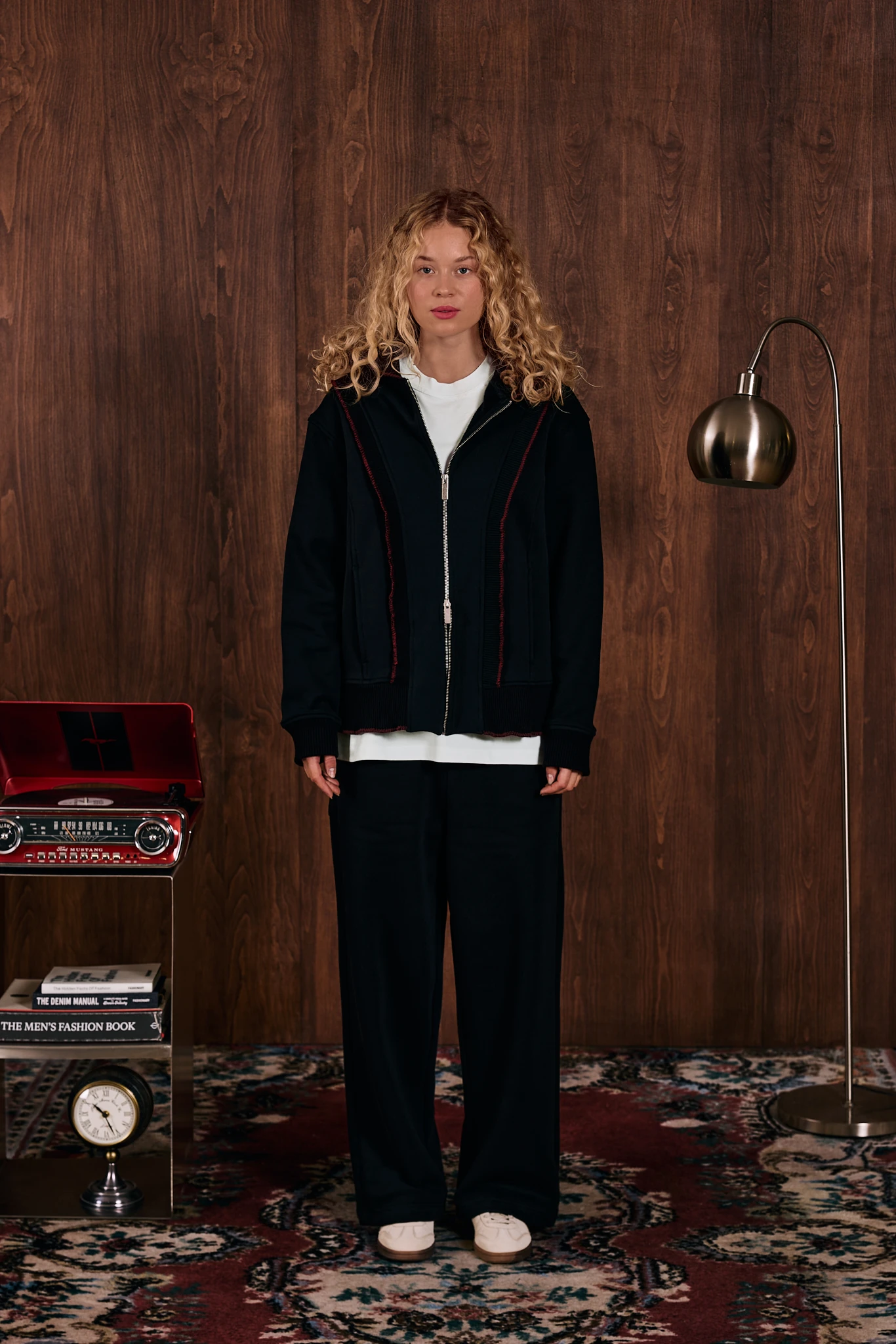 Loop Edge Triko Detaylı Fermuarlı Sweatshirt Siyah