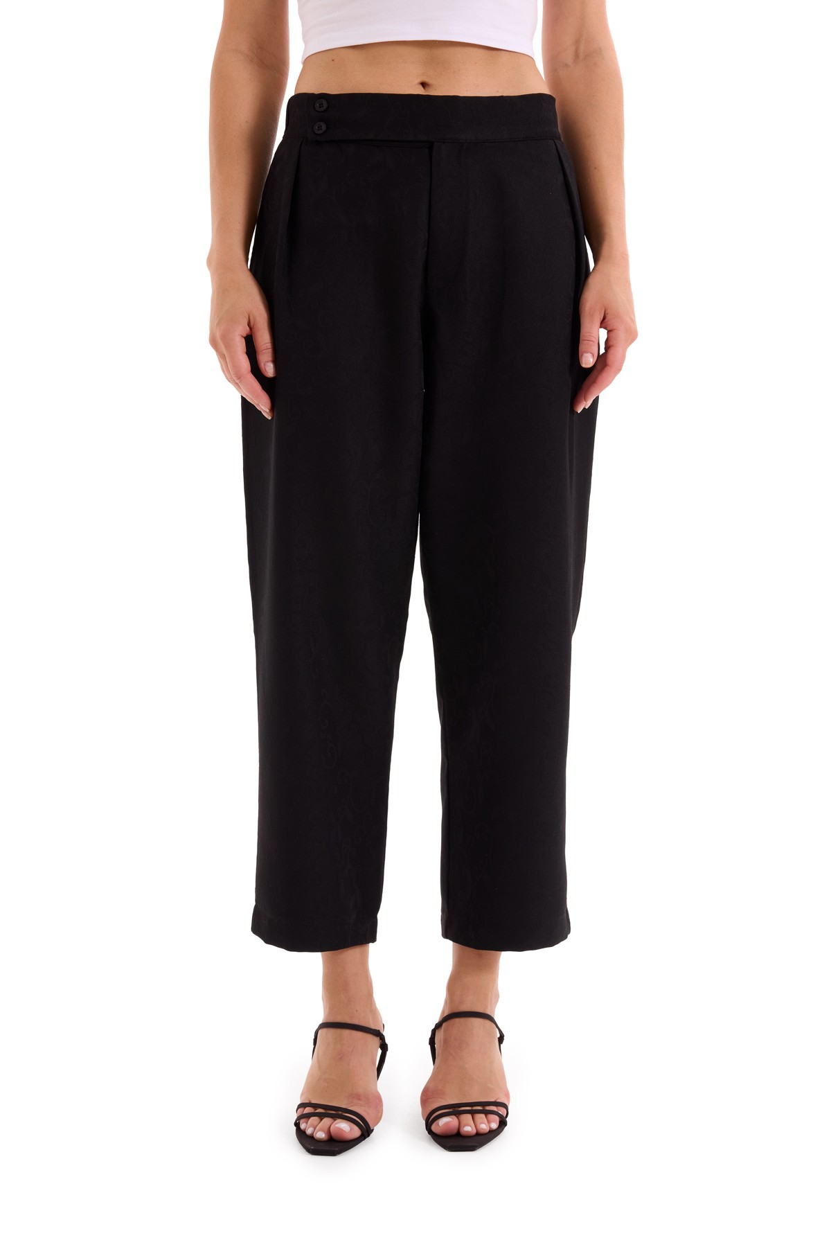 Jacquard Wide Leg Woven Trousers