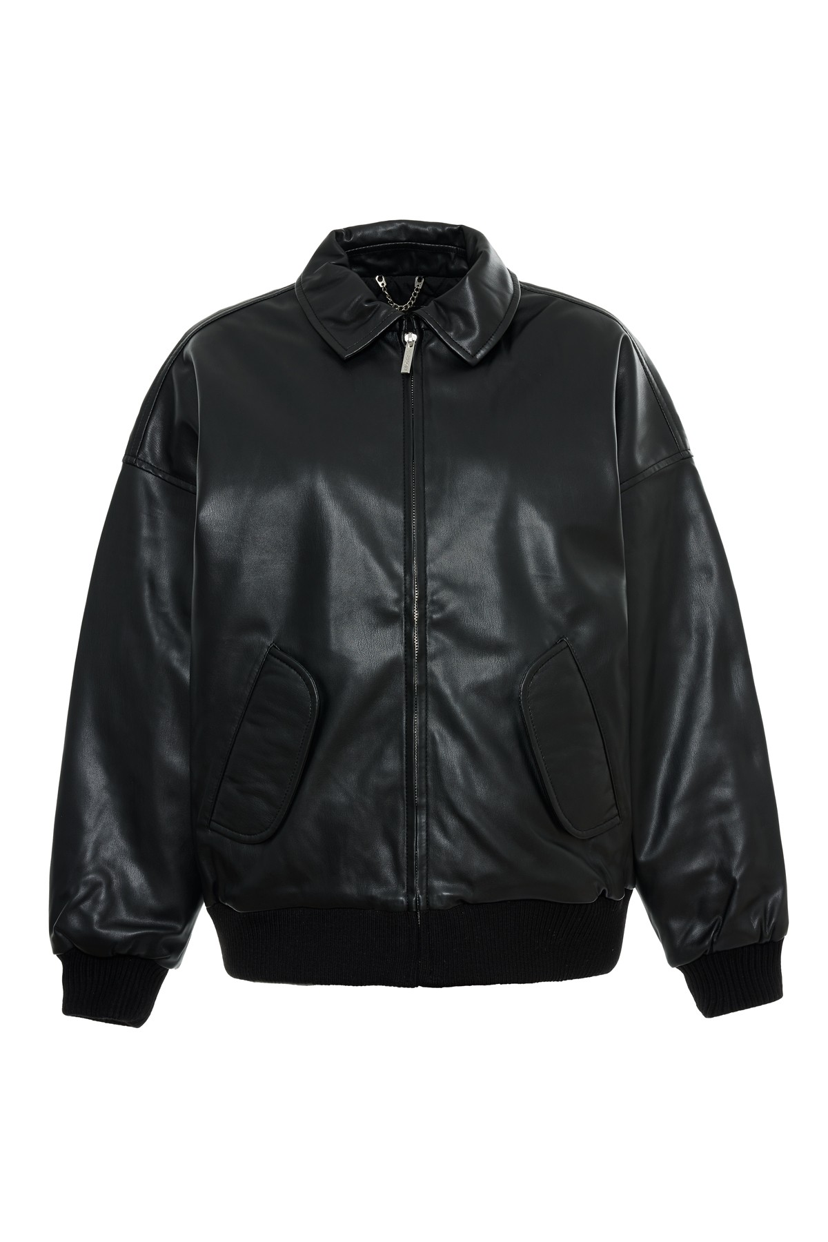 Black Leather Bomber Jacket K