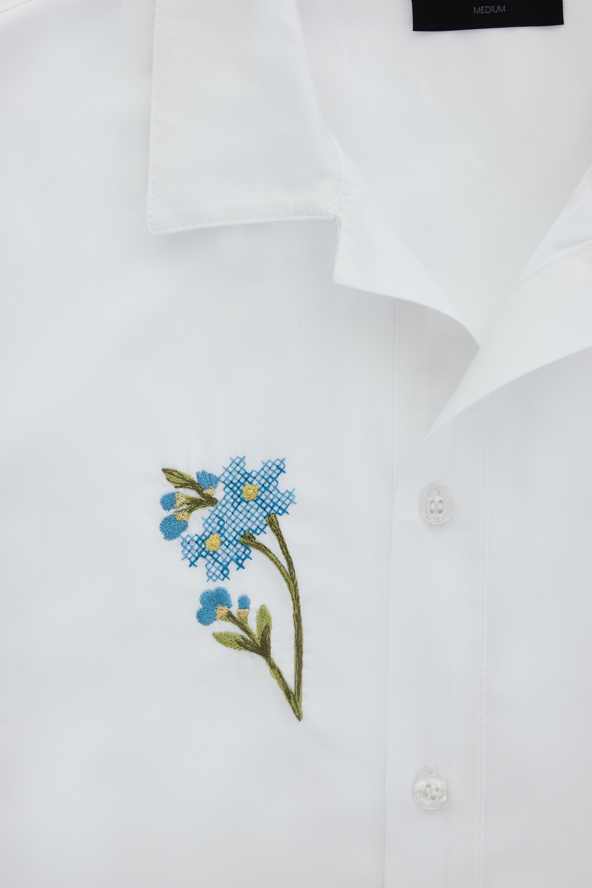 Floral Heir Cross-Stitch Embroidered Shirt K