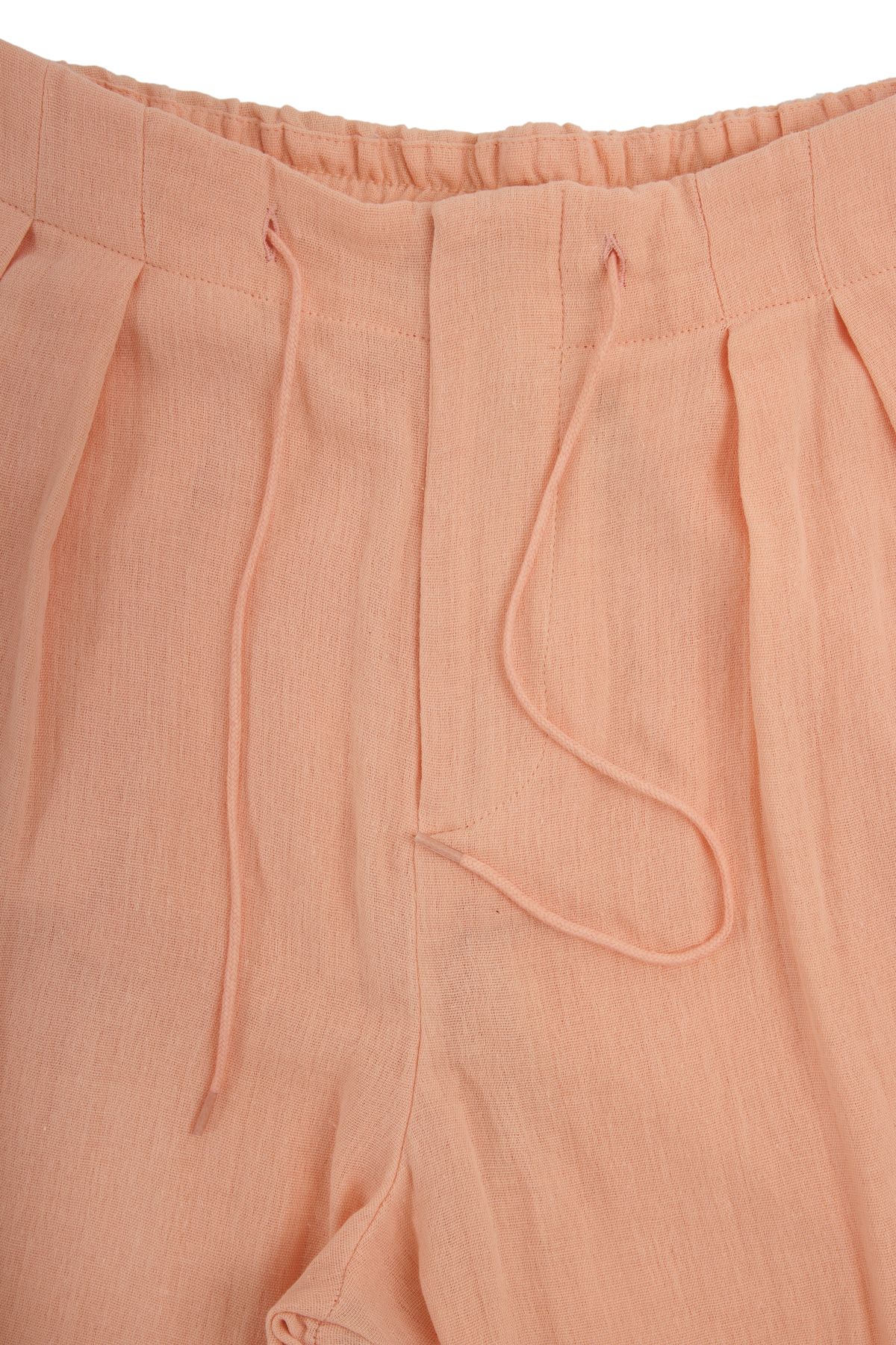 Peach Pink Muslin Pleated Trousers K
