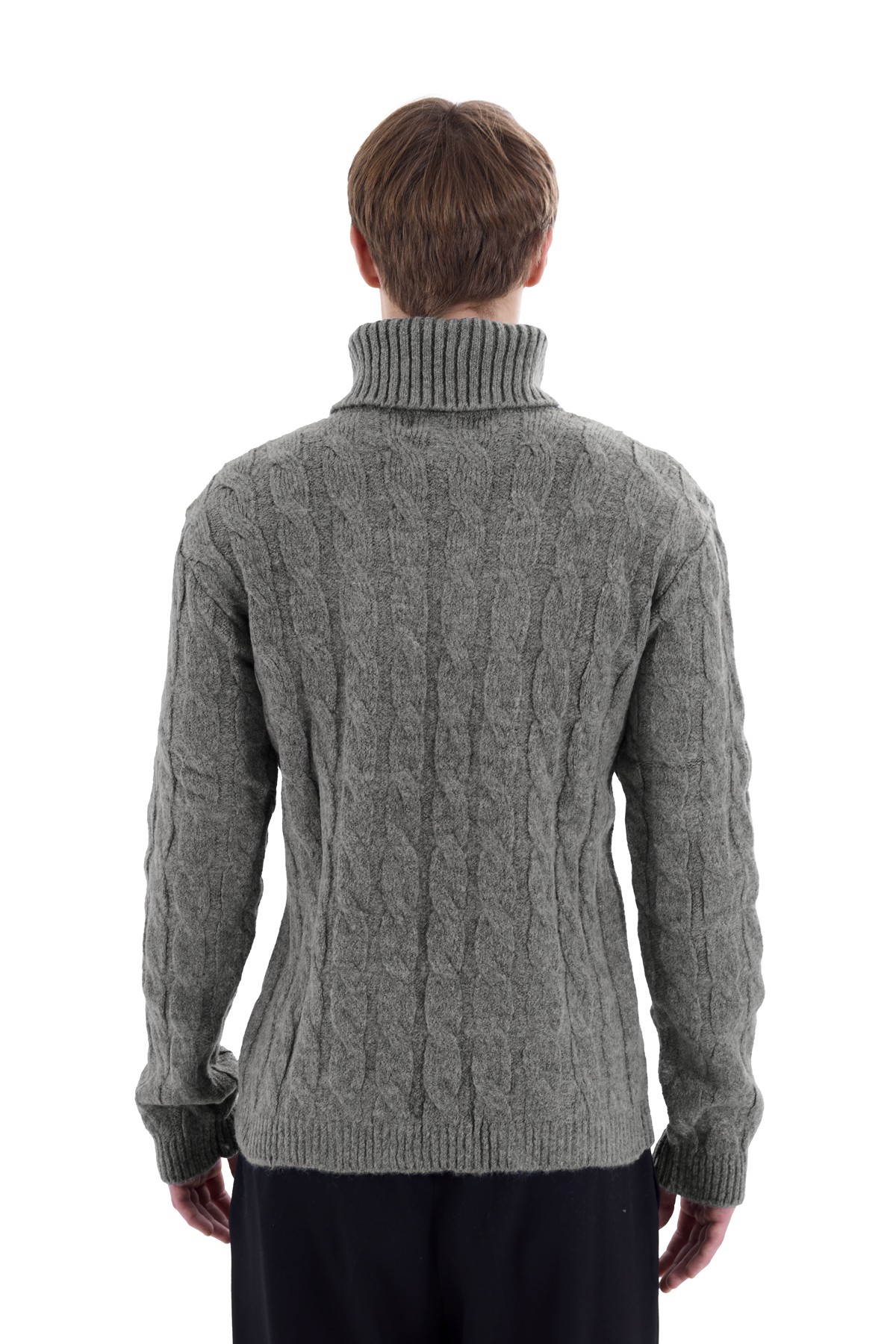 Gray Knitted Textured Knitwear