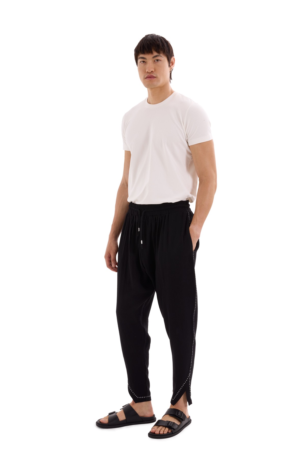 Black Crochet Detailed Trousers