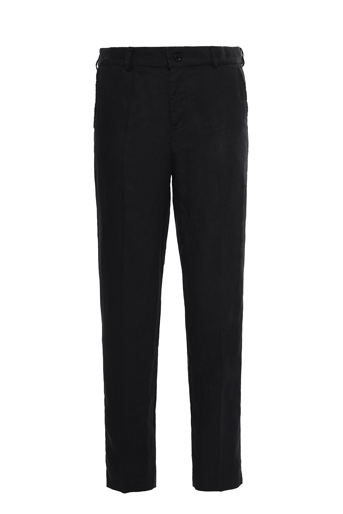 Black 100% Linen Straight Cut Trousers