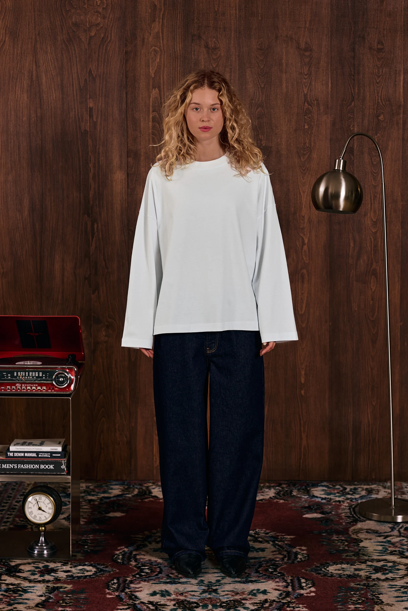 Loose Longsleeve Basic T-Shirt Beyaz
