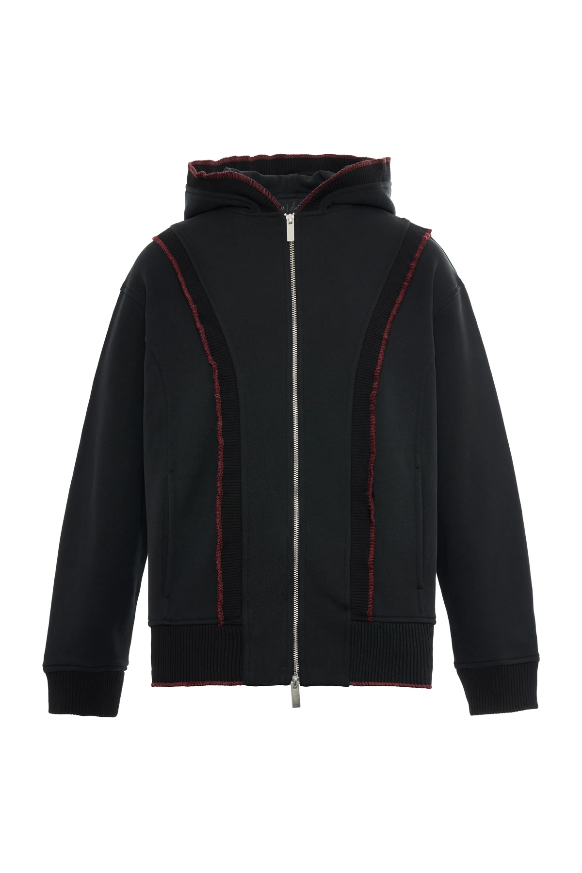 Loop Edge Triko Detaylı Fermuarlı Sweatshirt Siyah