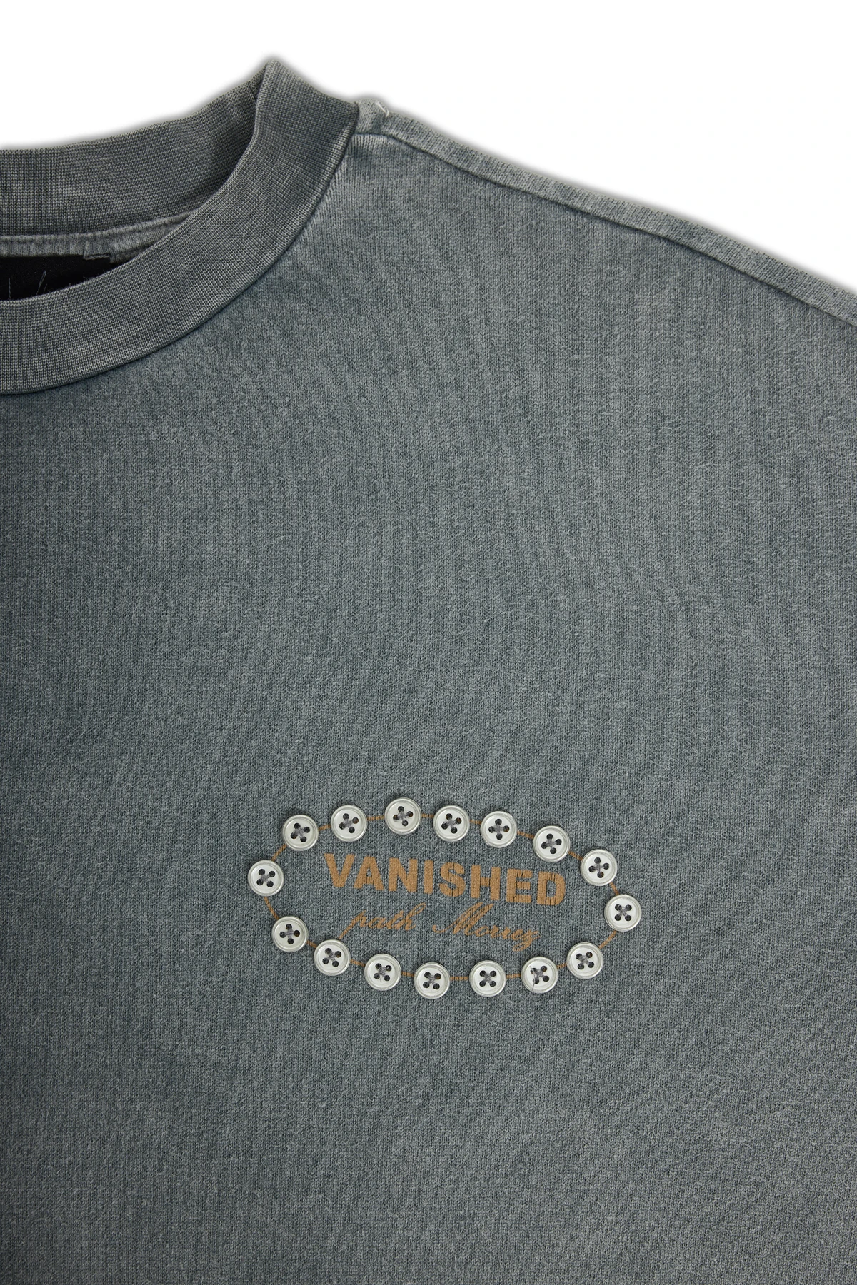 Vanished Düğme Detaylı Antrasit Yıkamalı T-Shirt Antrasit