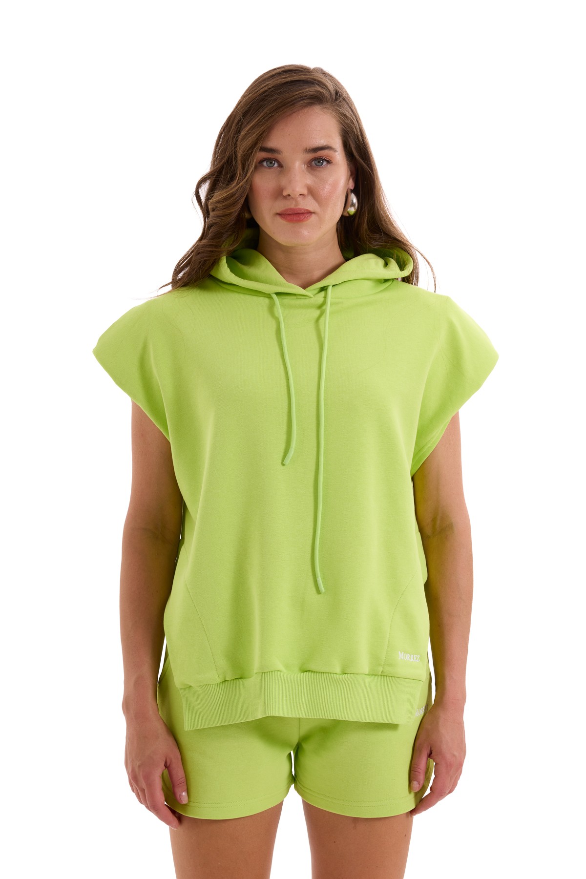 Green Padded Short Sleeve Sweatshirt