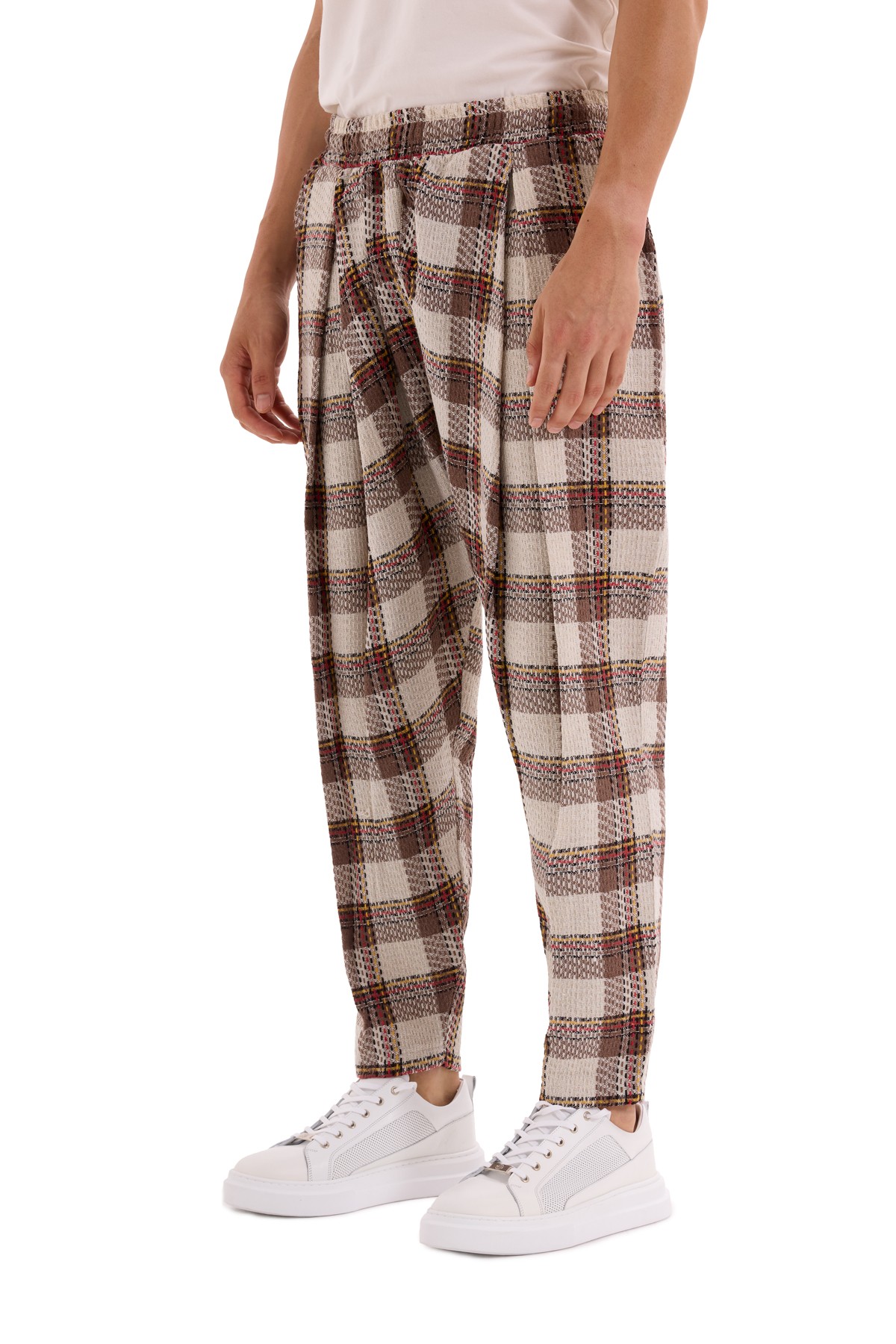 Plaid Detail Trousers