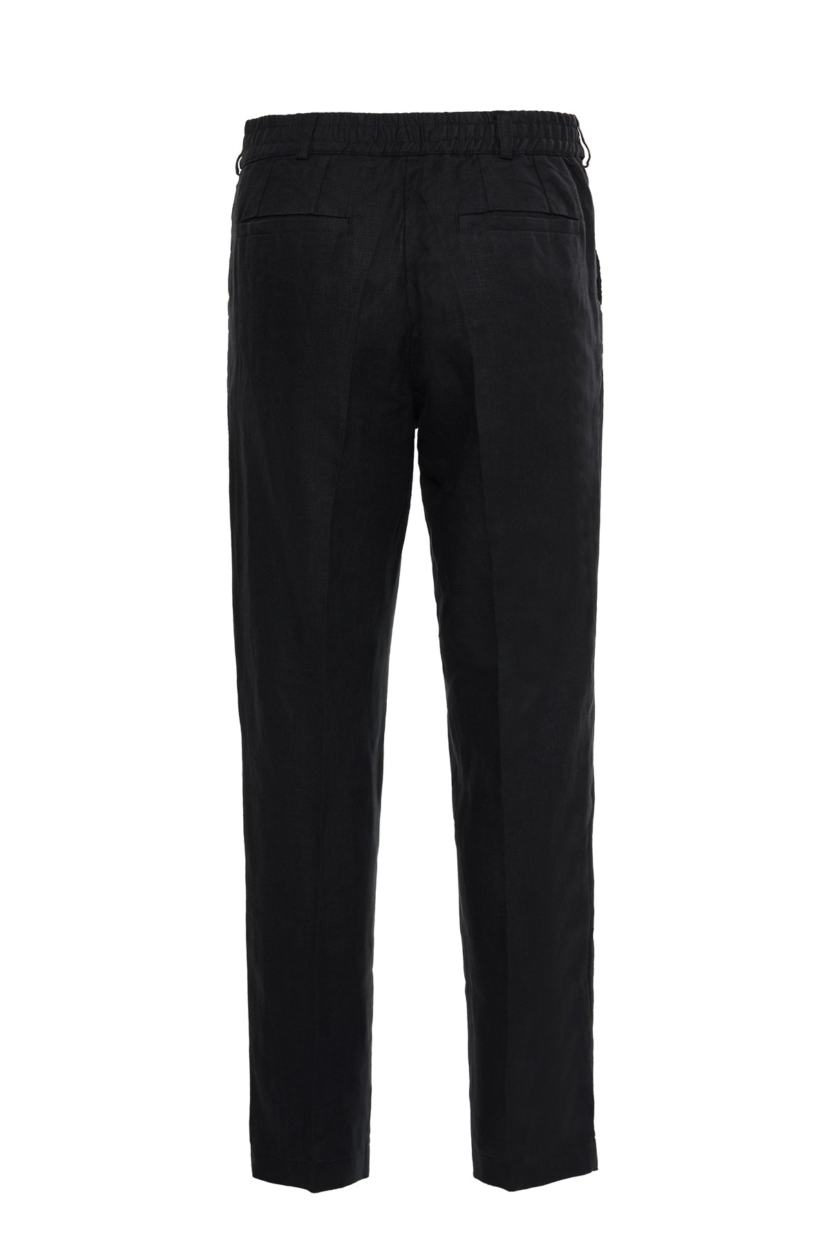 Black 100% Linen Straight Cut Trousers