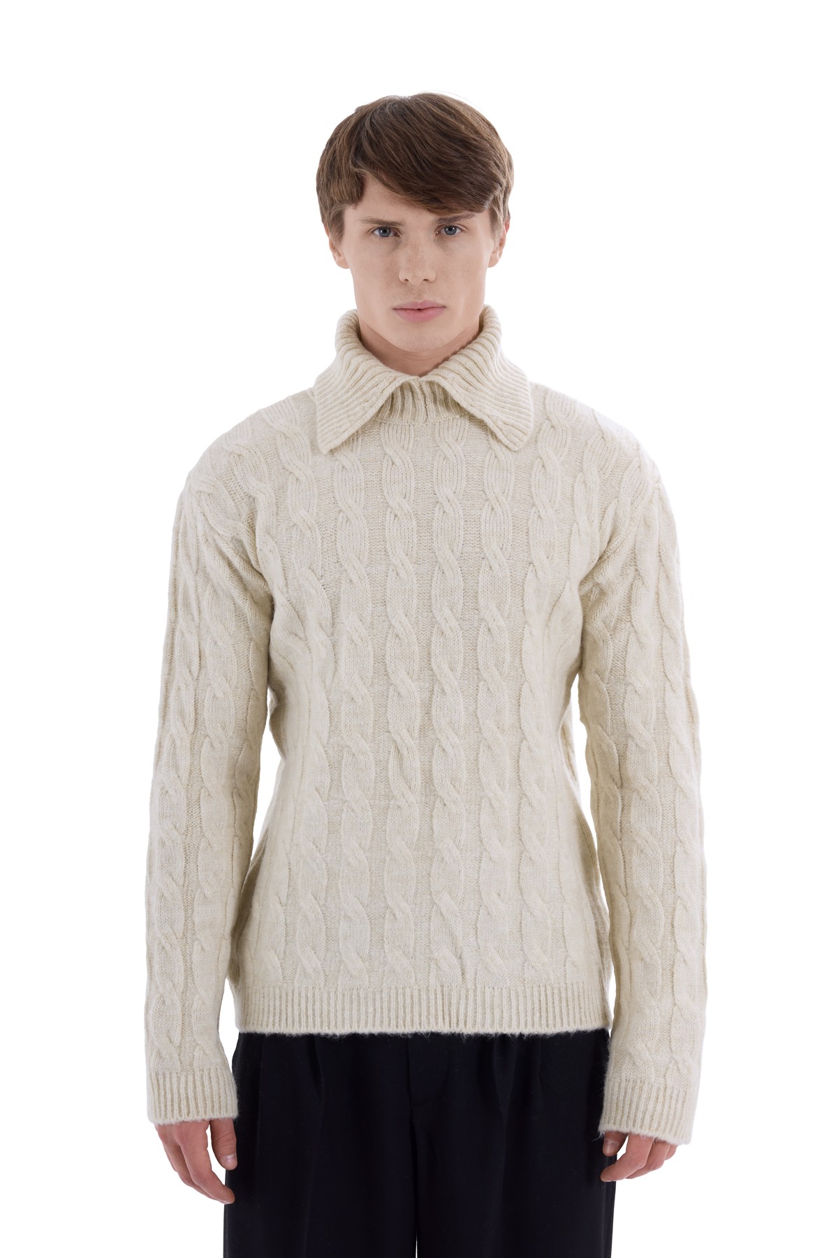 Cream Knit Textured Knitwear