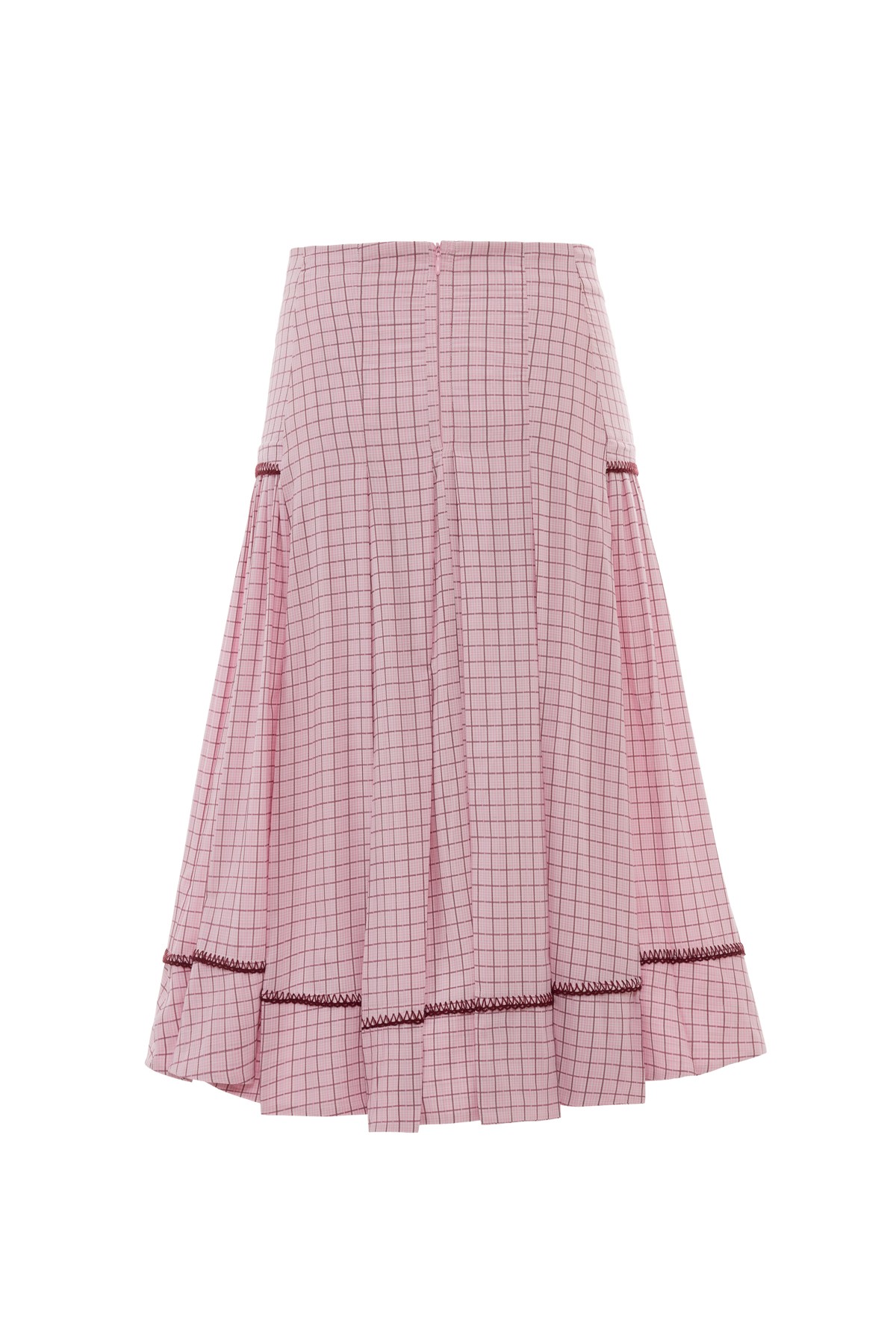 Rhea Crochet-Trimmed Pleated Midi Skirt