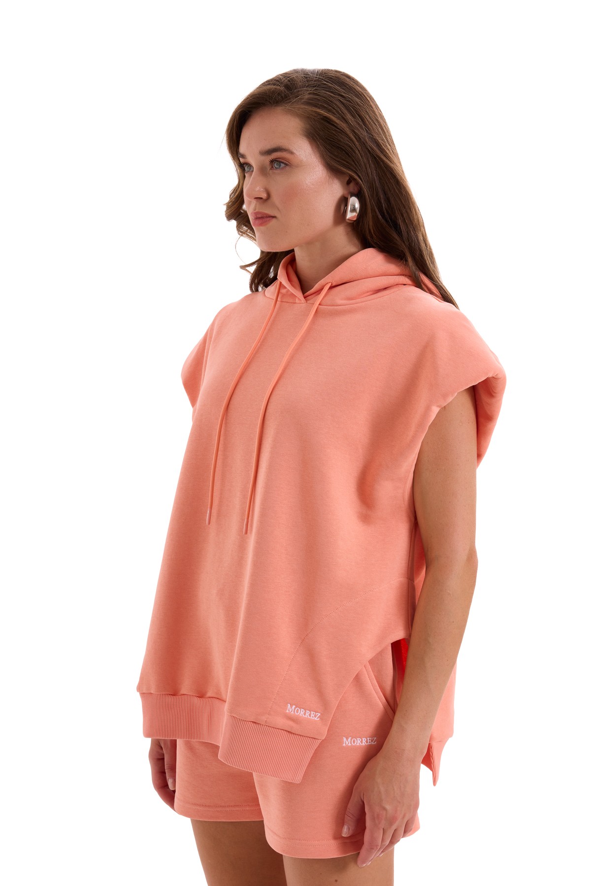 Peach Pink Padded Short Sleeve Sweatshirt