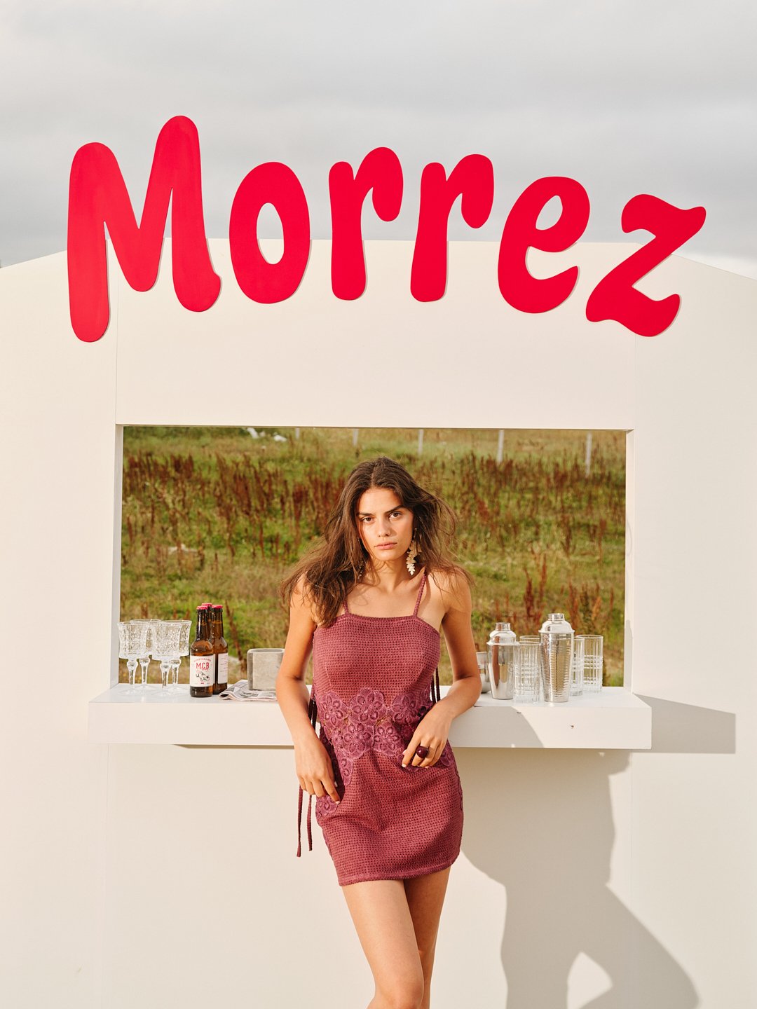 Merlot Muse Dantel Detaylı Örme Mini Elbise