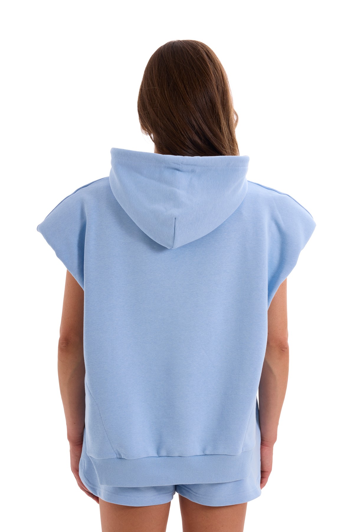 Blue Padded Short Sleeve Sweatshirt