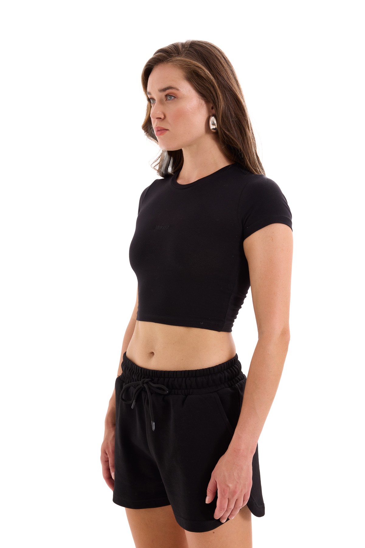 Black Embroidery Detailed Crop Top