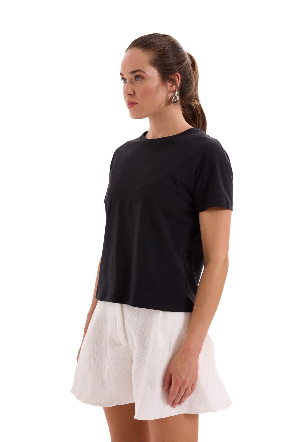 Black Cotton Short Sleeve T-Shirt K