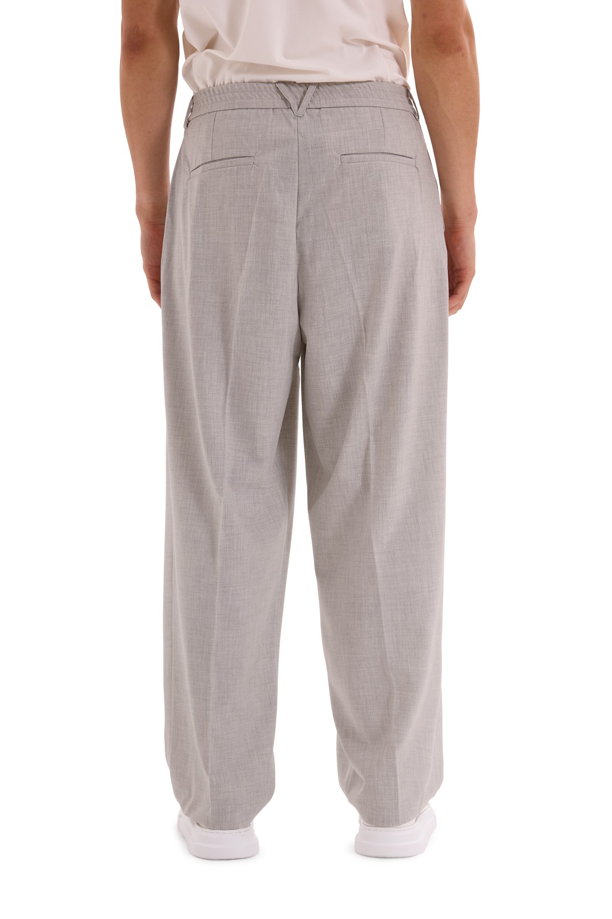 Gray Pleated Woven Trousers