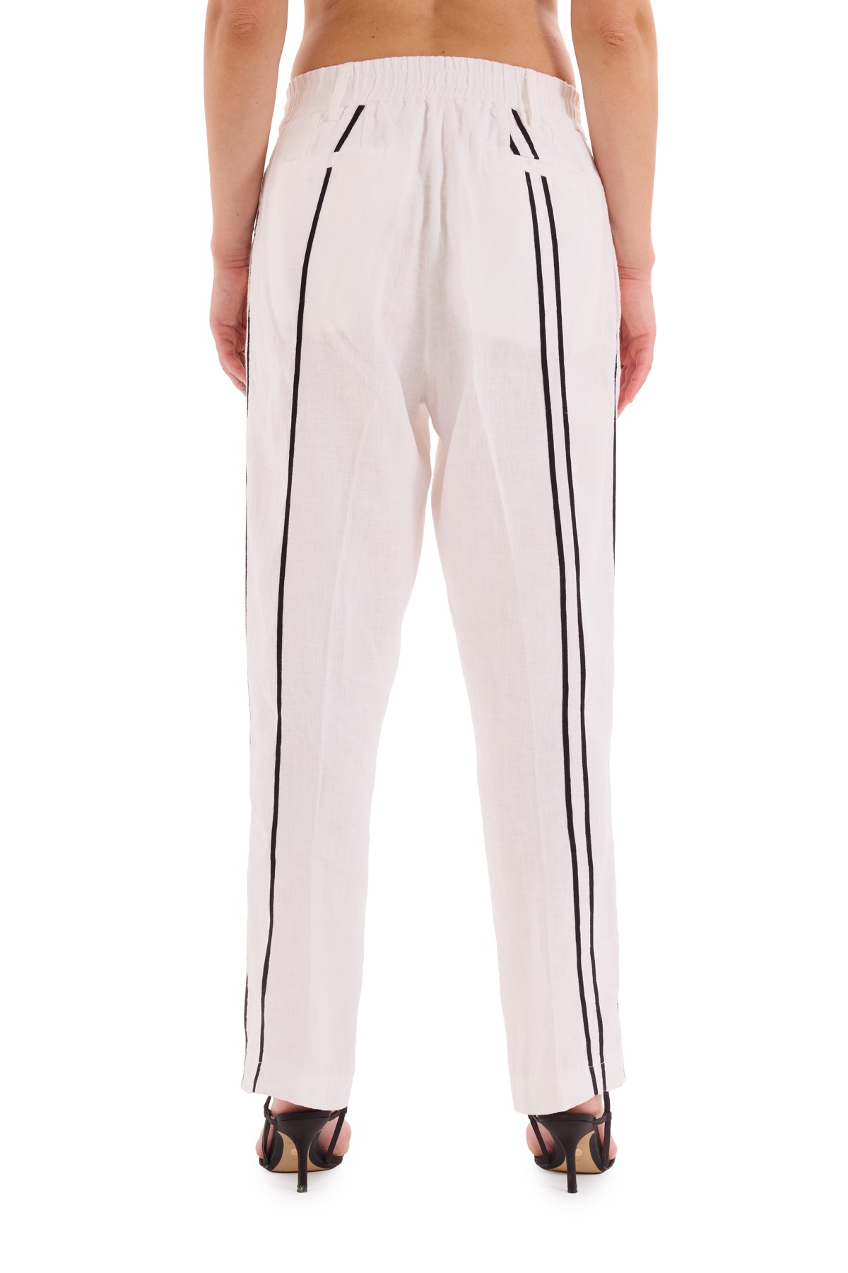 Coastal 100% Linen Stripe Detailed Trousers