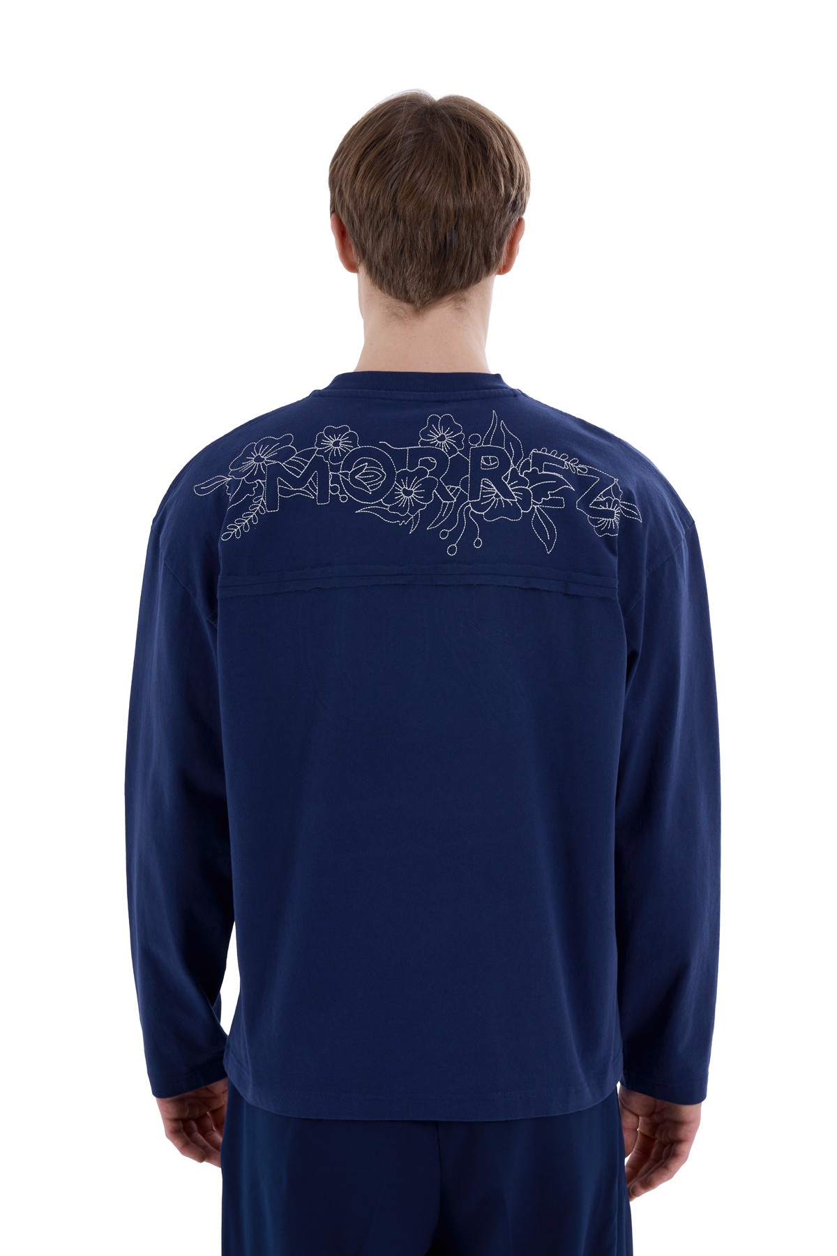 90s Anatolian Tee // Embroidered Detailed Long Sleeve T-Shirt Navy Blue