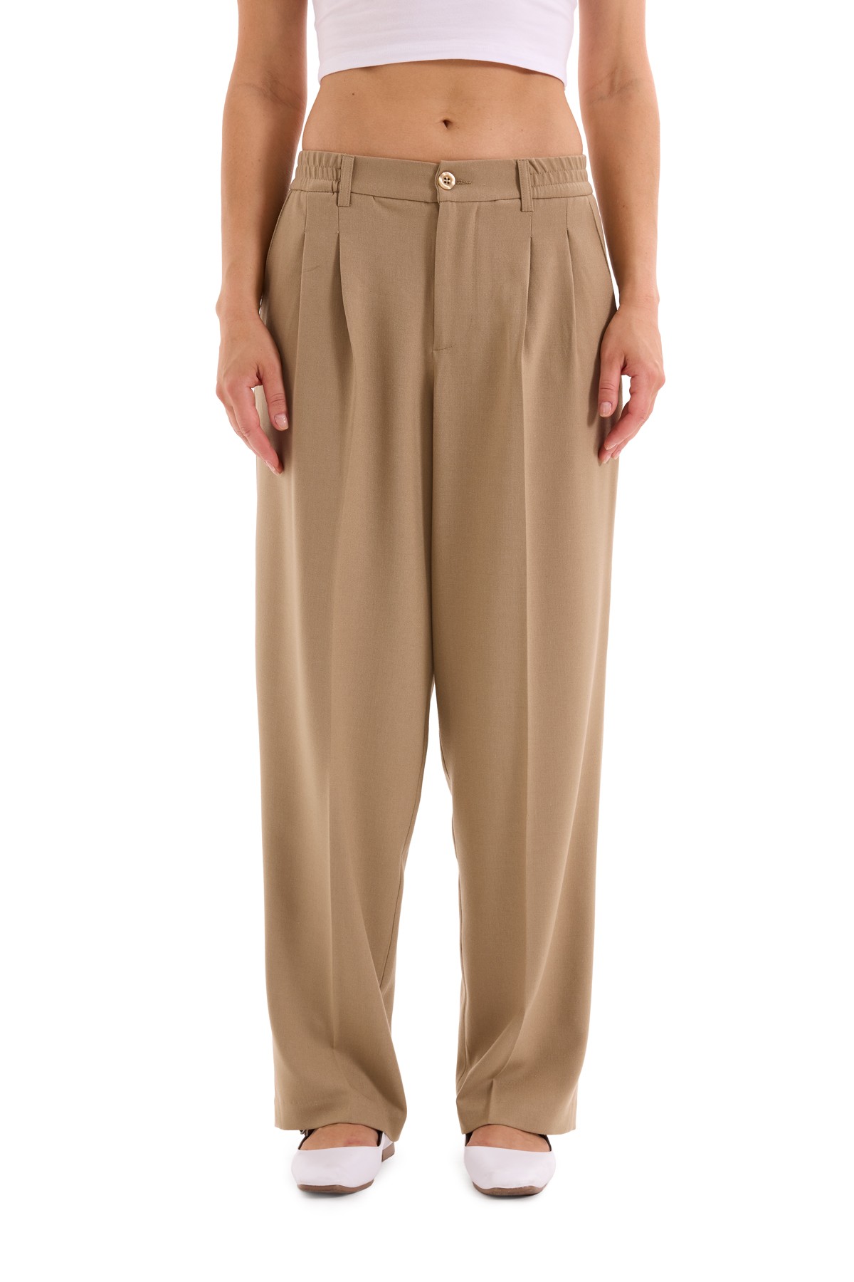 Mink Pleated Woven Trousers K