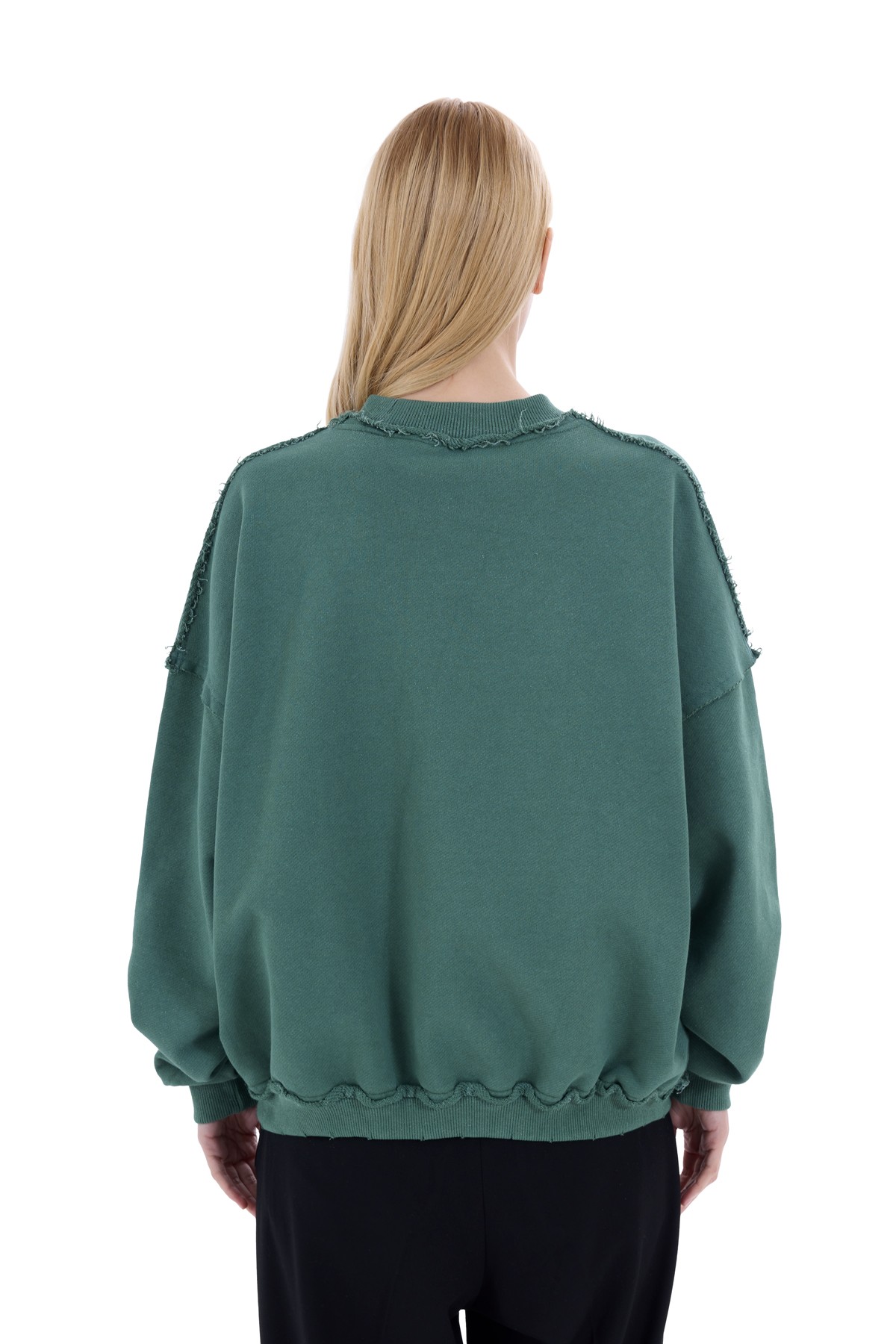 Green Washed Embroidered Sweatshirt