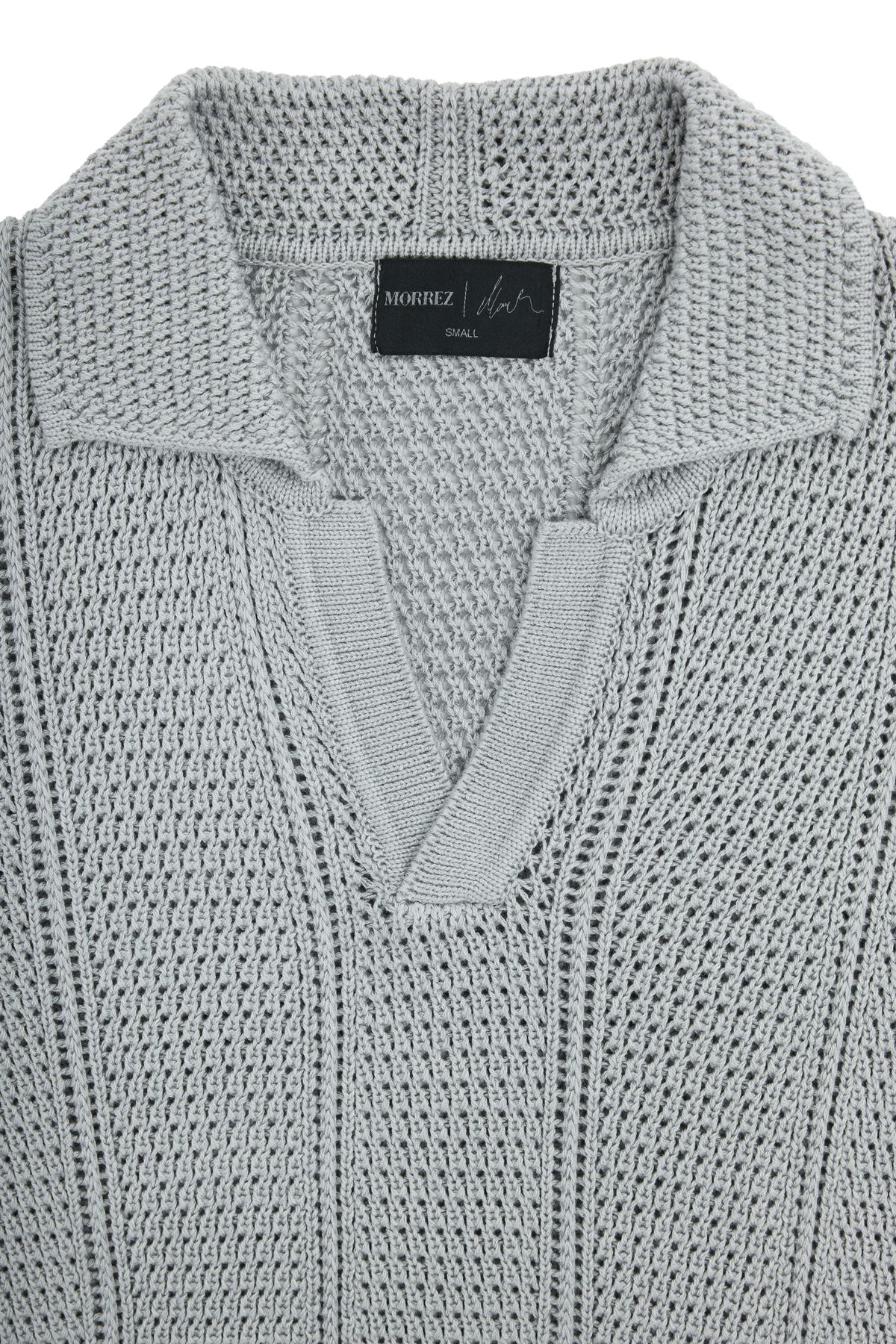 Gray Openwork Polo Neck Sweater K