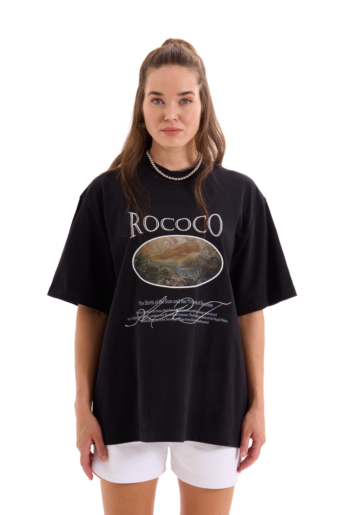 Rococo Nakış ve Baskı Detaylı T-Shirt