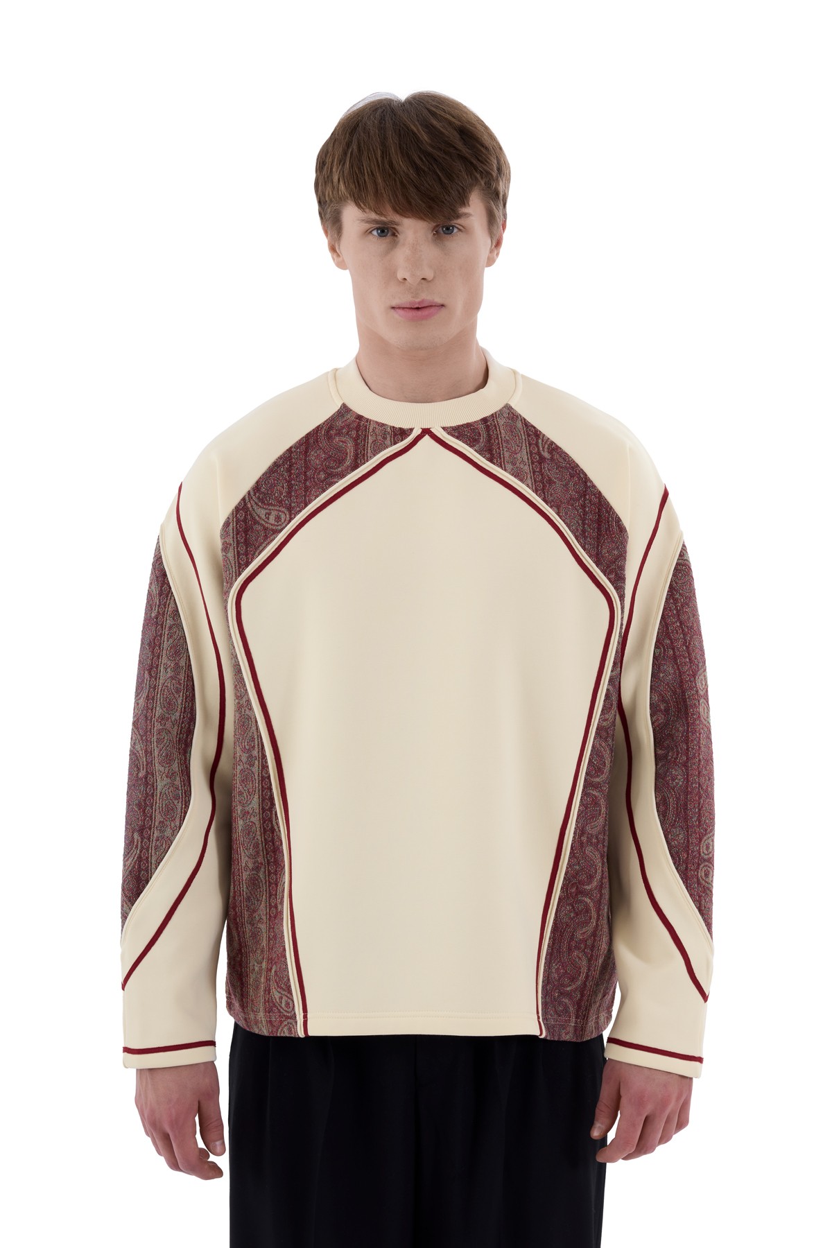 Mystic Anatolia // Woven Pattern Garnished Sweatshirt Cream