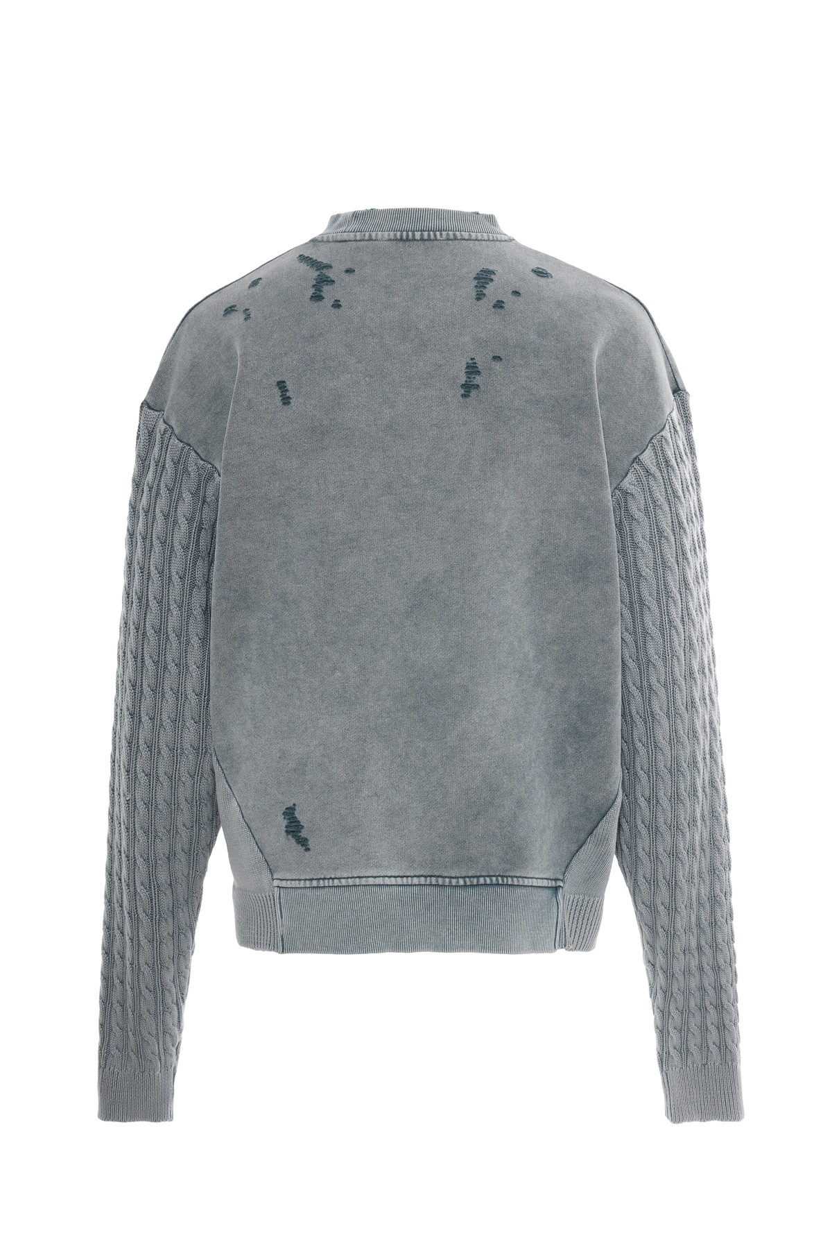 Distressed Knitted Sleeve Detailed Sweatshirt