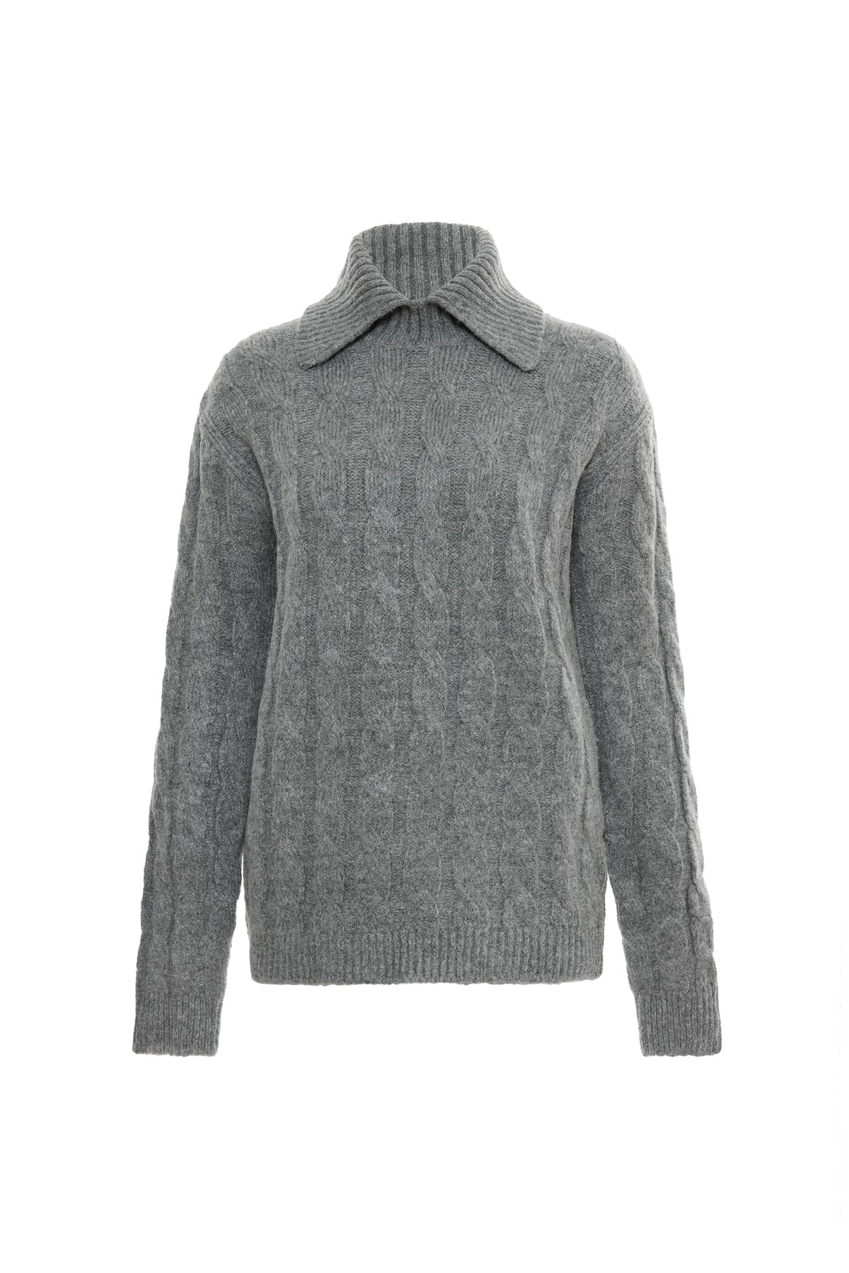 Gray Knitted Textured Knitwear