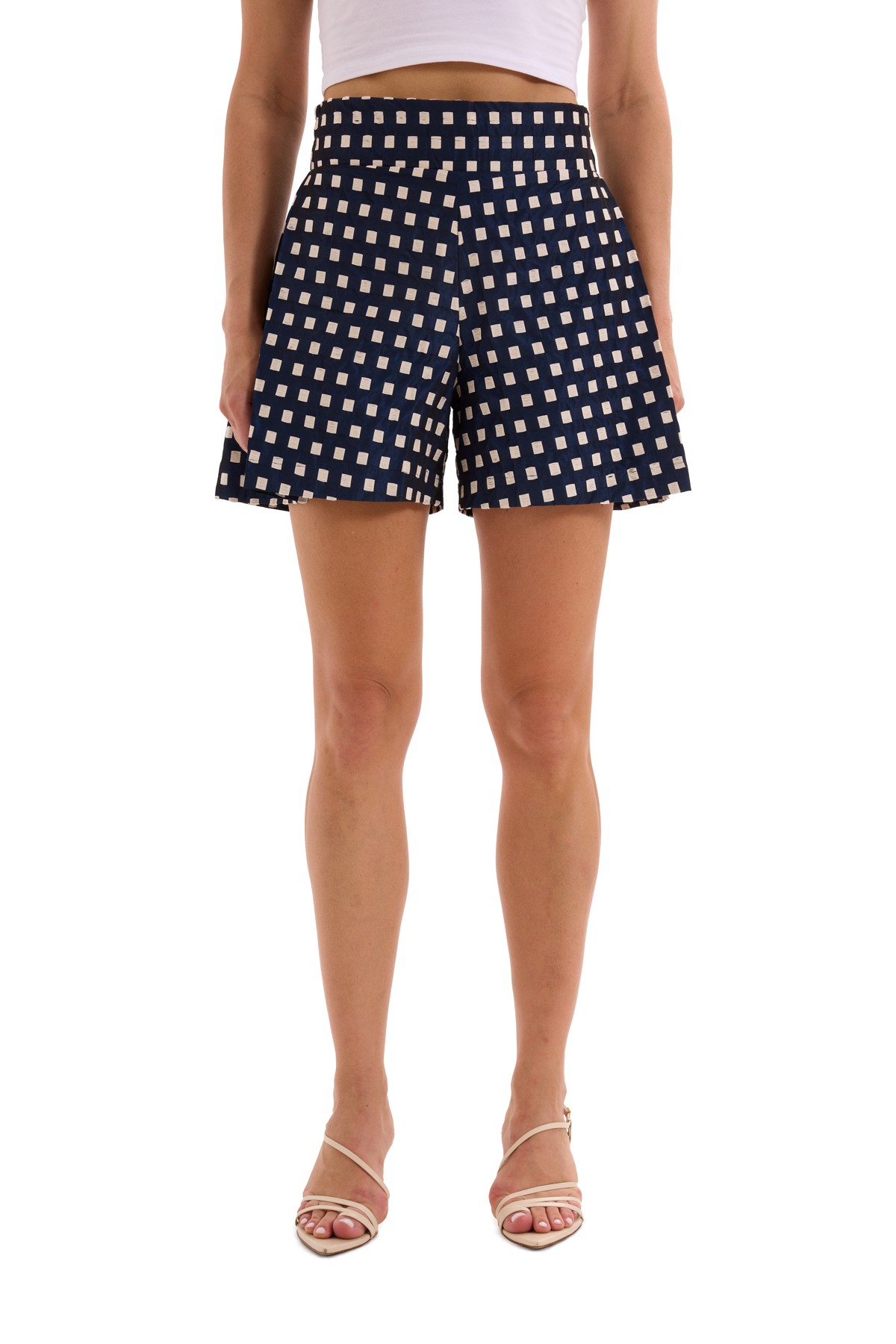 Navy Blue Side Pleated Short