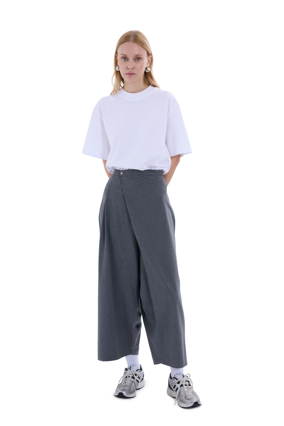 Rafe Asymmetric Wrap Pantolon Antrasit K