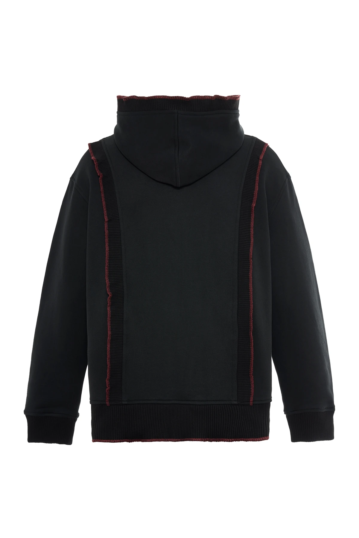 Loop Edge Triko Detaylı Fermuarlı Sweatshirt Siyah