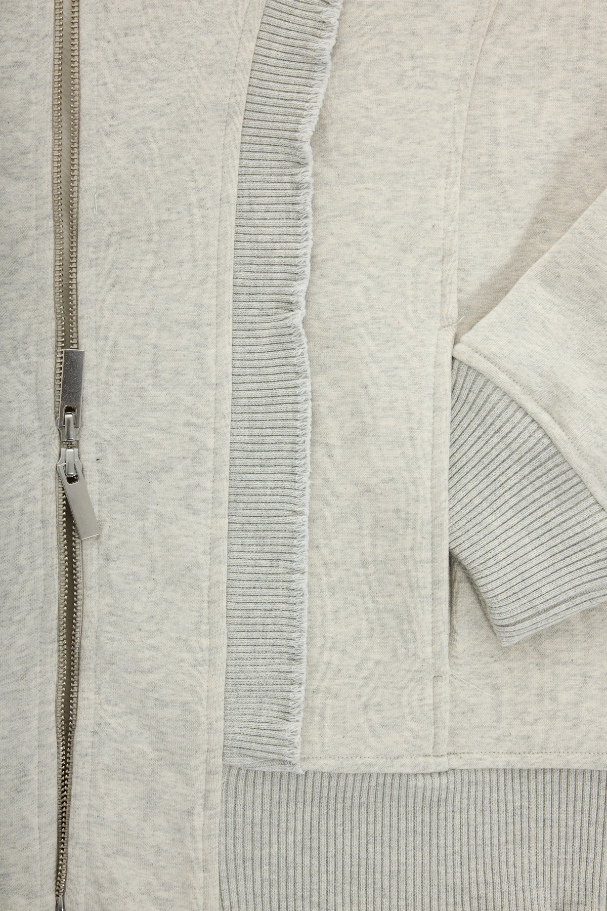 Loop Edge Triko Detaylı Fermuarlı Sweatshirt Gri