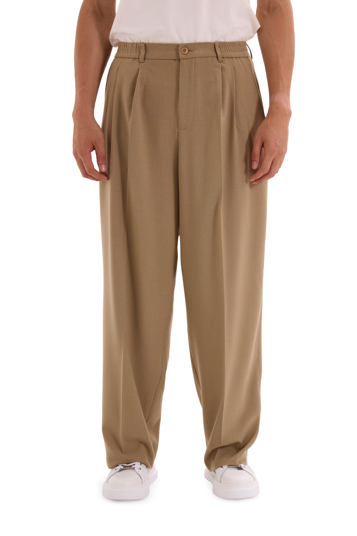 Mink Pleated Woven Trousers