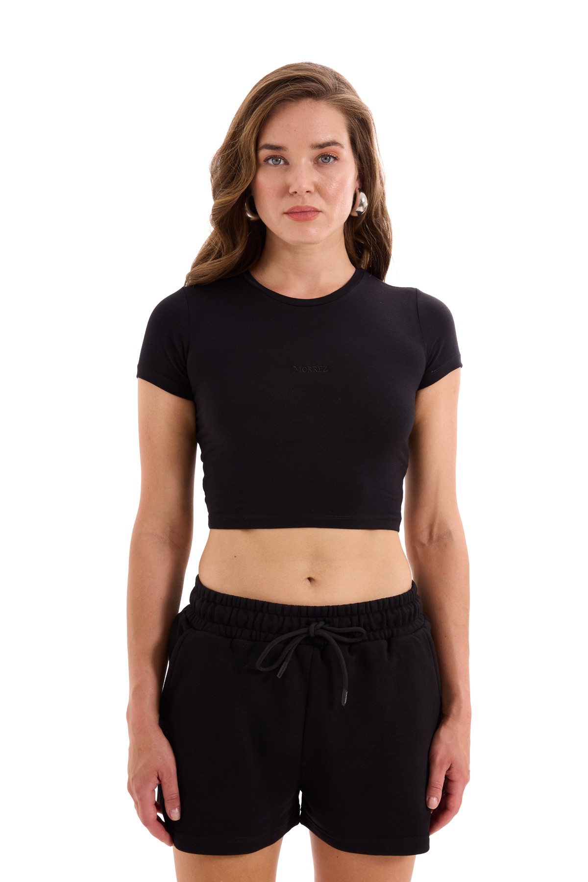 Black Embroidery Detailed Crop Top