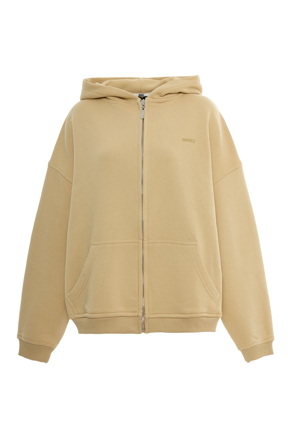 Beige Zipper Hooded Sweatshirt K