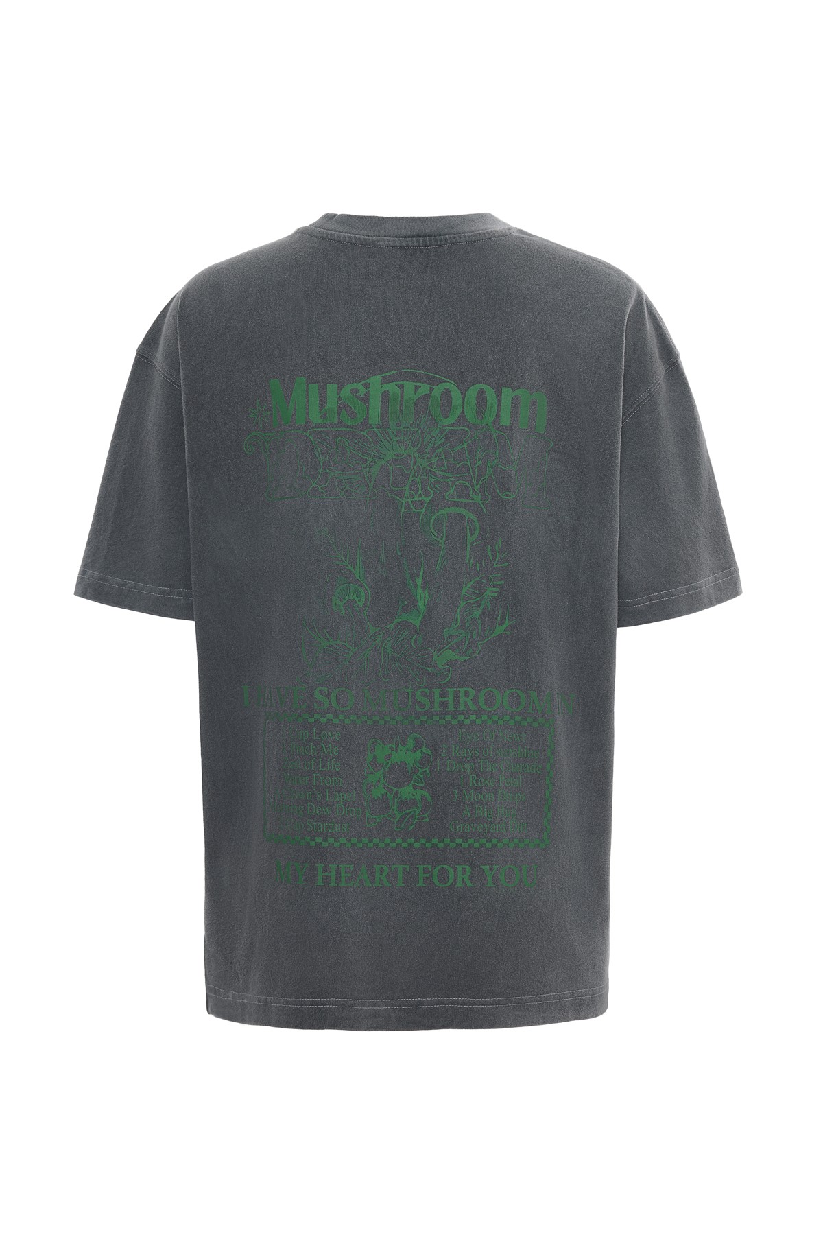 Mushroom Printed Anthracite T-Shirt