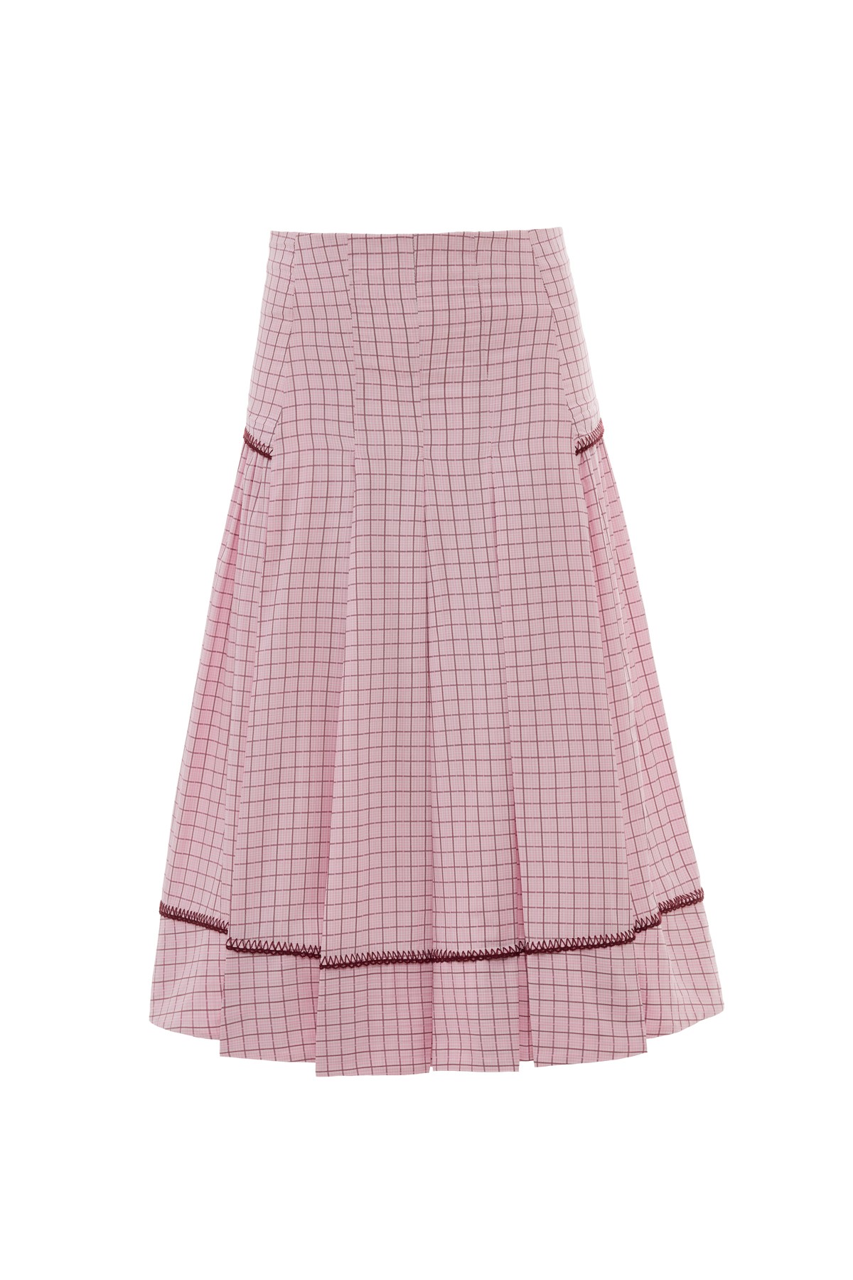 Rhea Crochet-Trimmed Pleated Midi Skirt